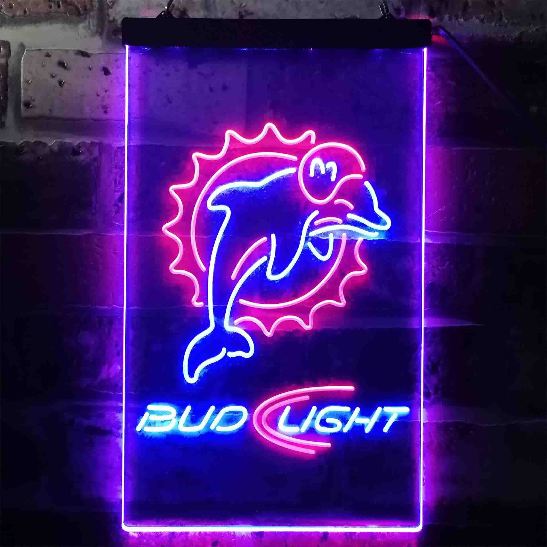 Bud Light Miami Dolphins Dual Color LED Neon Sign ProLedSign