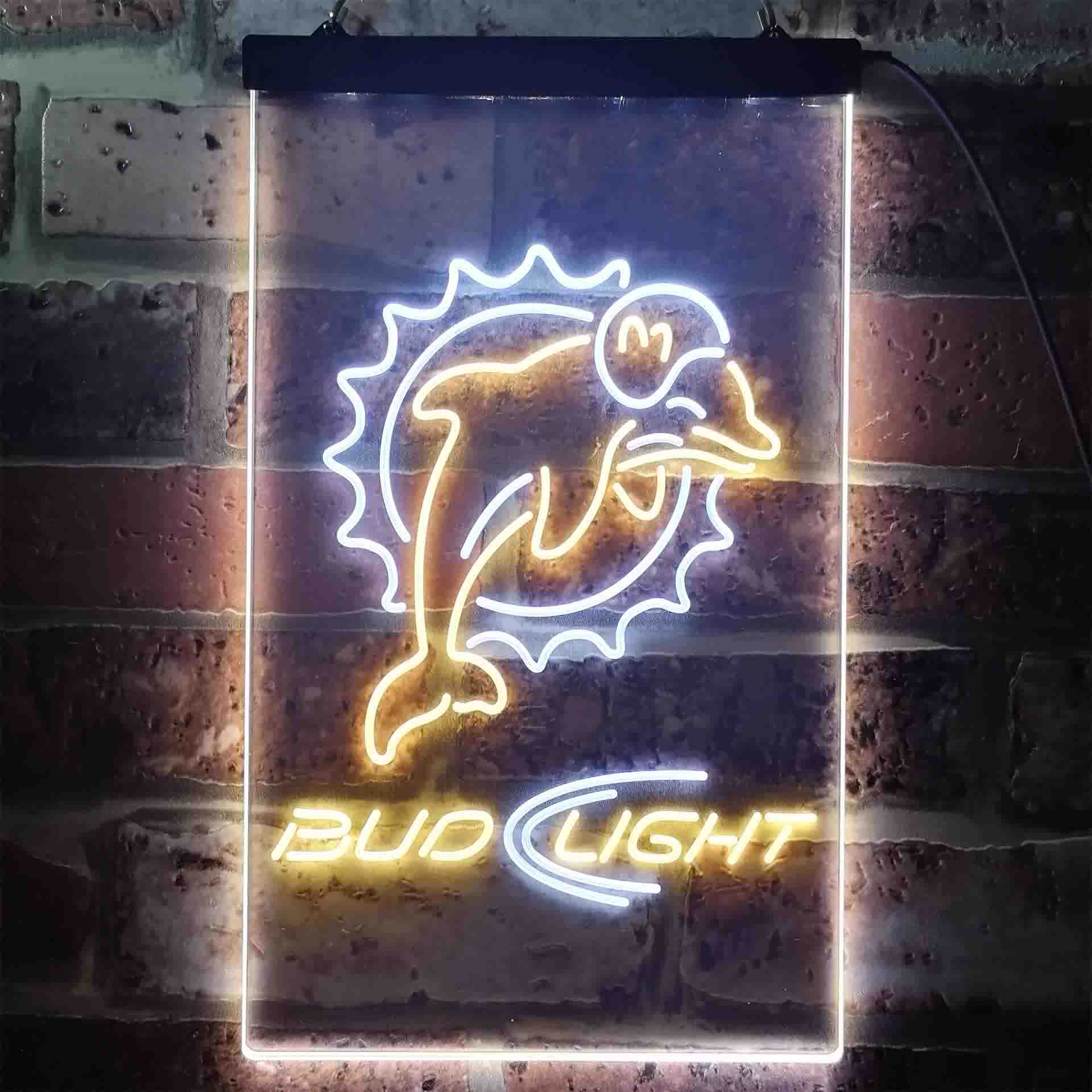 Bud Light Miami Dolphins Dual Color LED Neon Sign ProLedSign