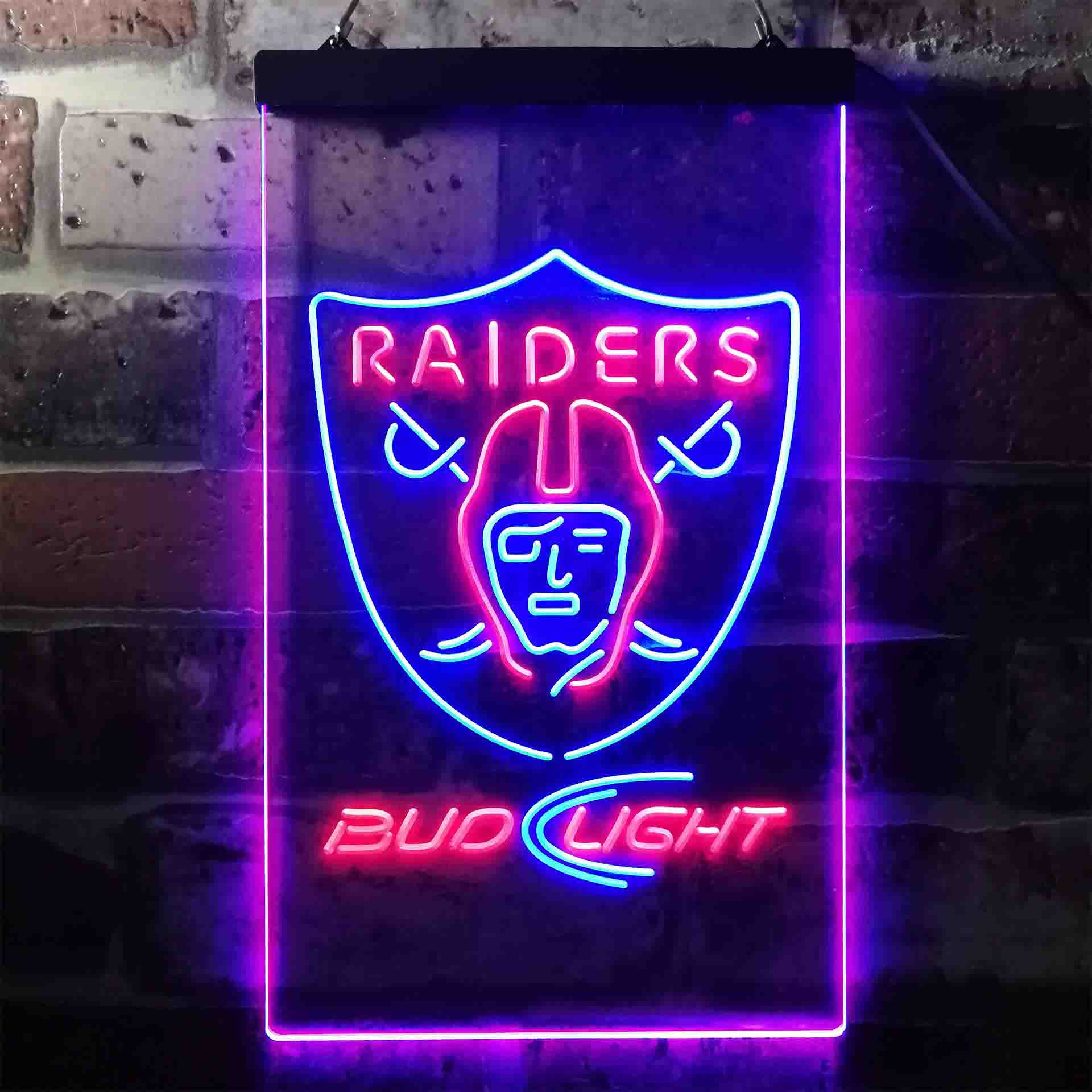 Bud Light Oakland Raiders Dual Color LED Neon Sign ProLedSign