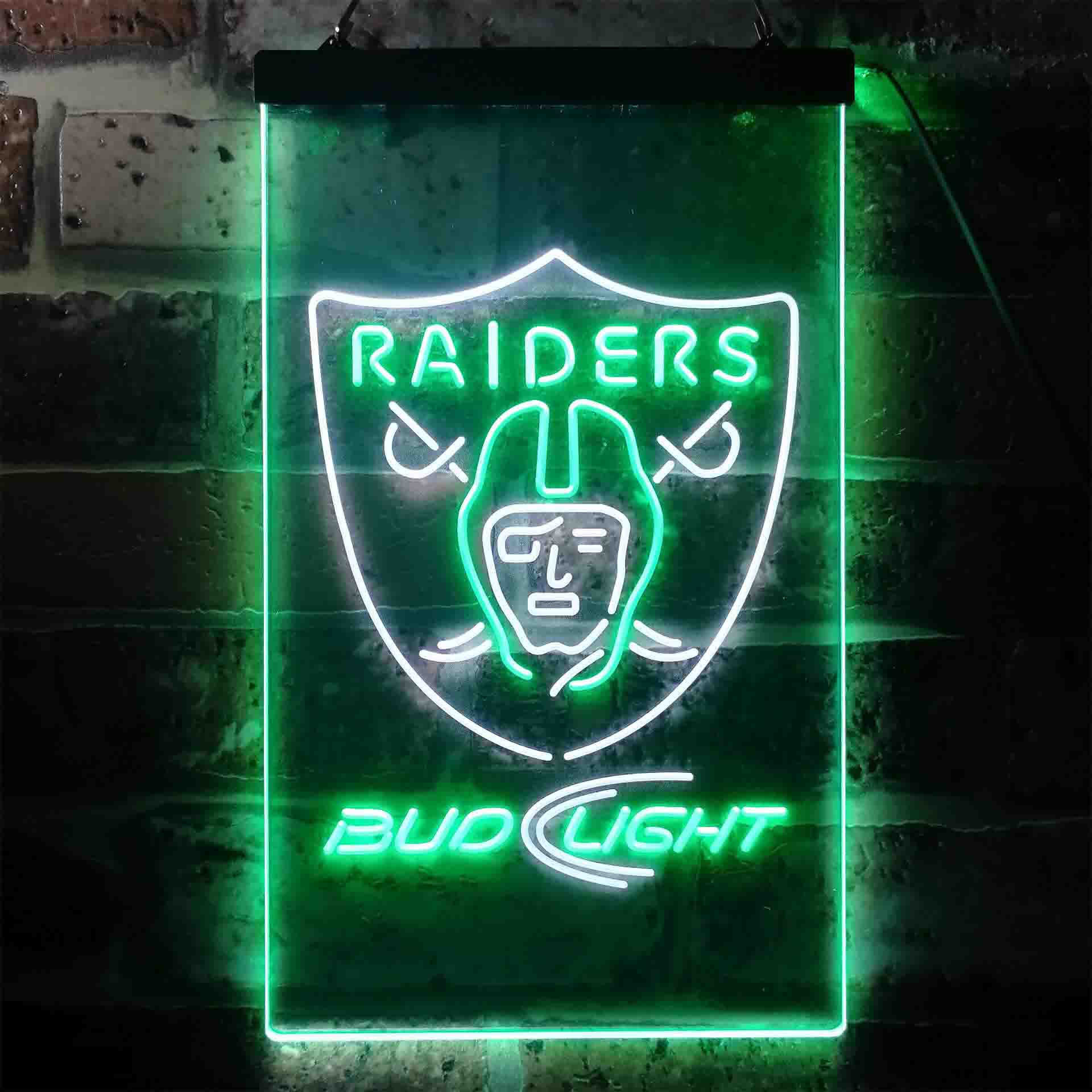Bud Light Oakland Raiders Dual Color LED Neon Sign ProLedSign