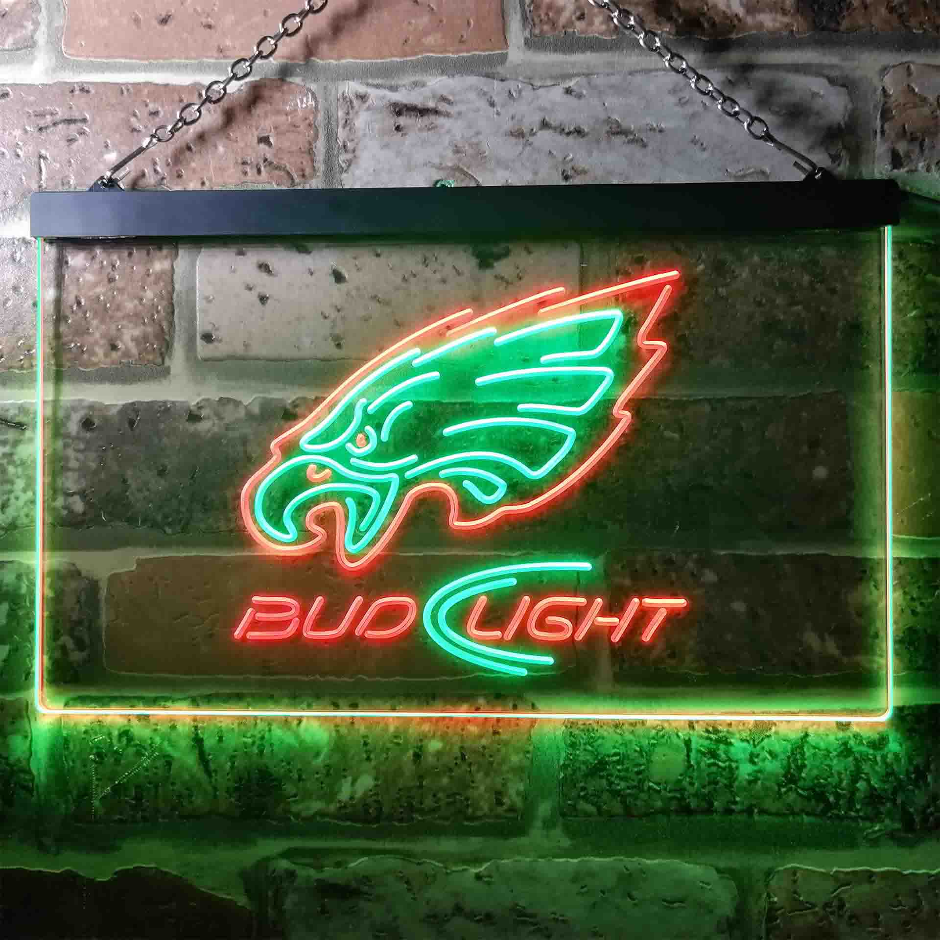 Bud Light Philadelphia Eagles Dual Color LED Neon Sign ProLedSign