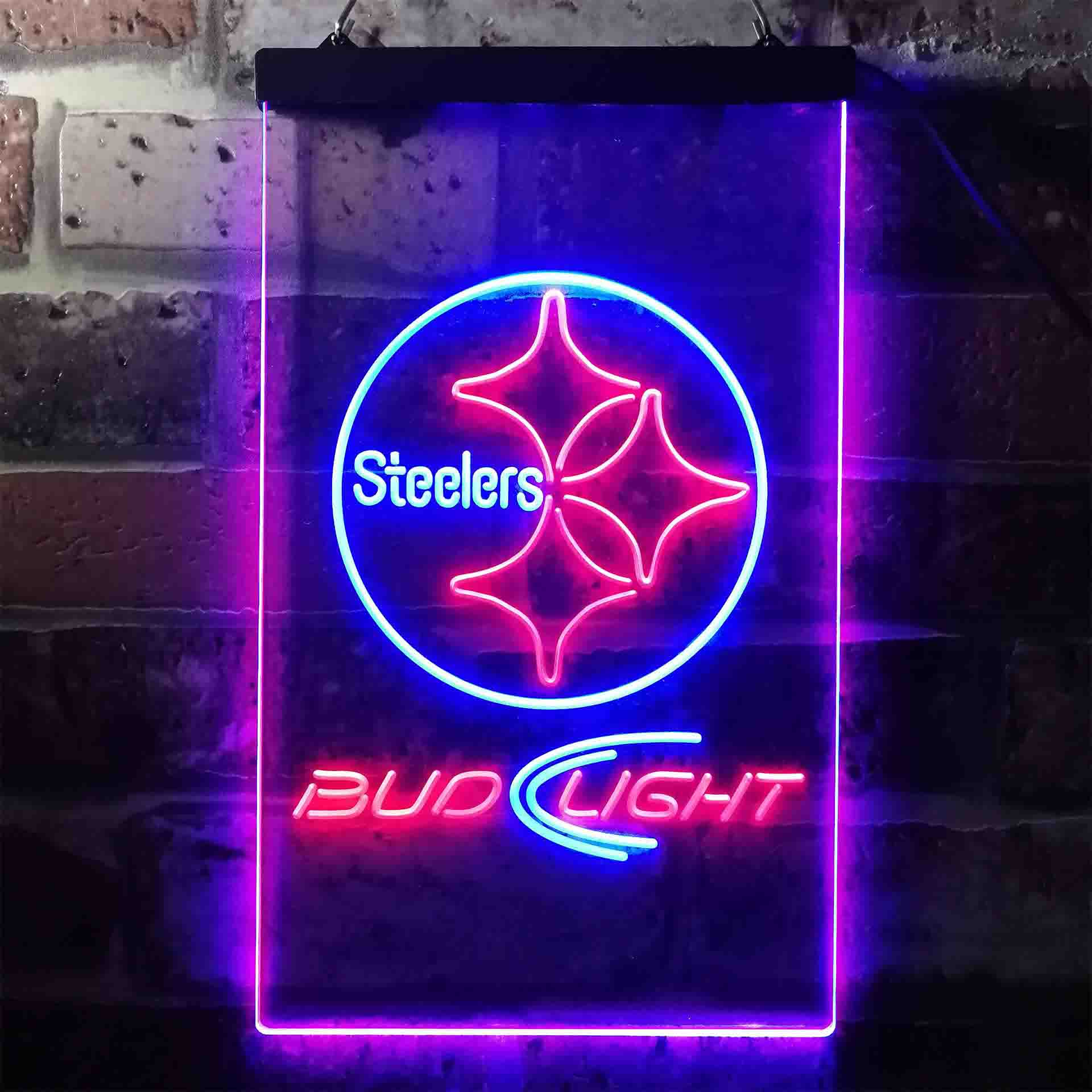 Bud Light Pittsburgh Steelers Dual Color LED Neon Sign ProLedSign