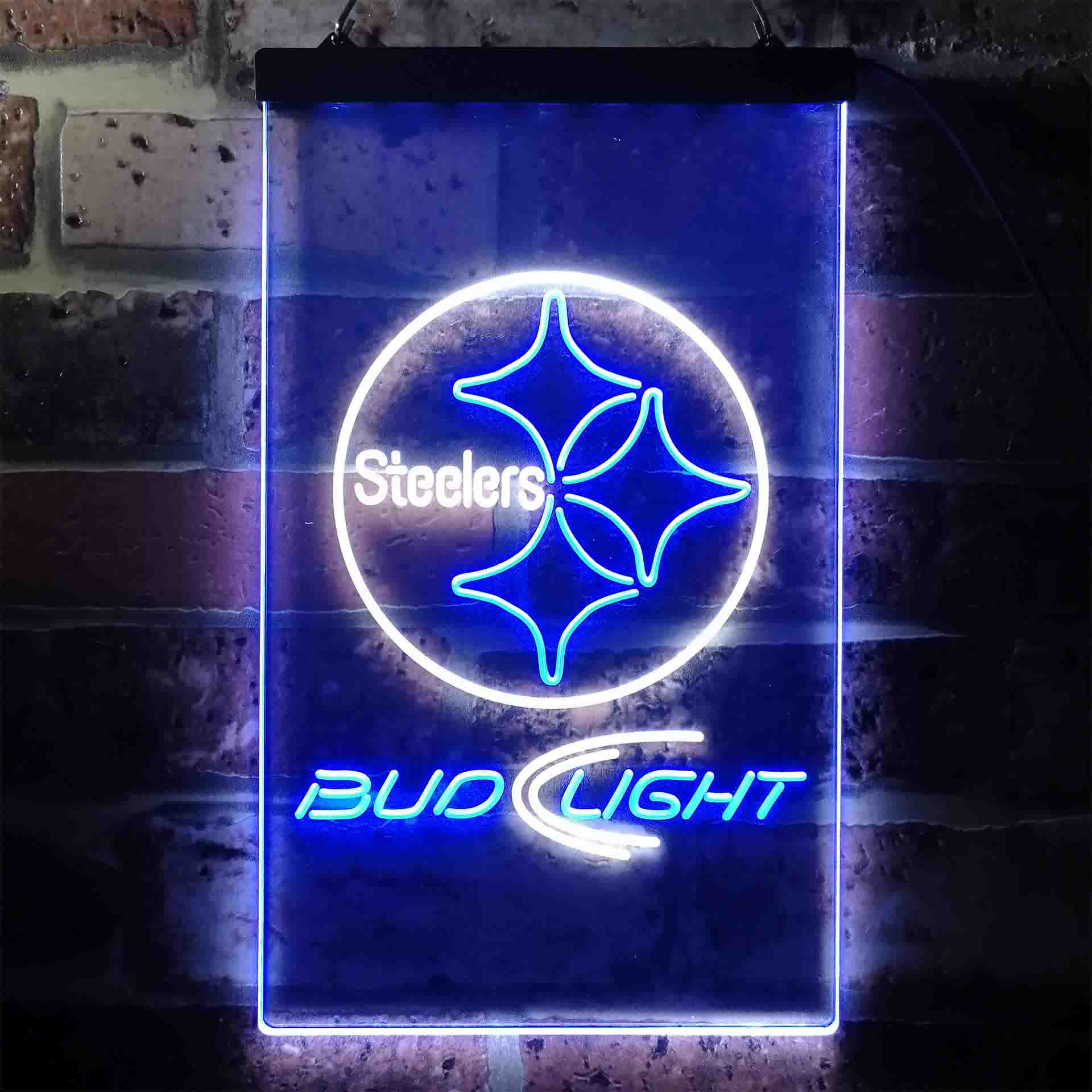 Bud Light Pittsburgh Steelers Dual Color LED Neon Sign ProLedSign