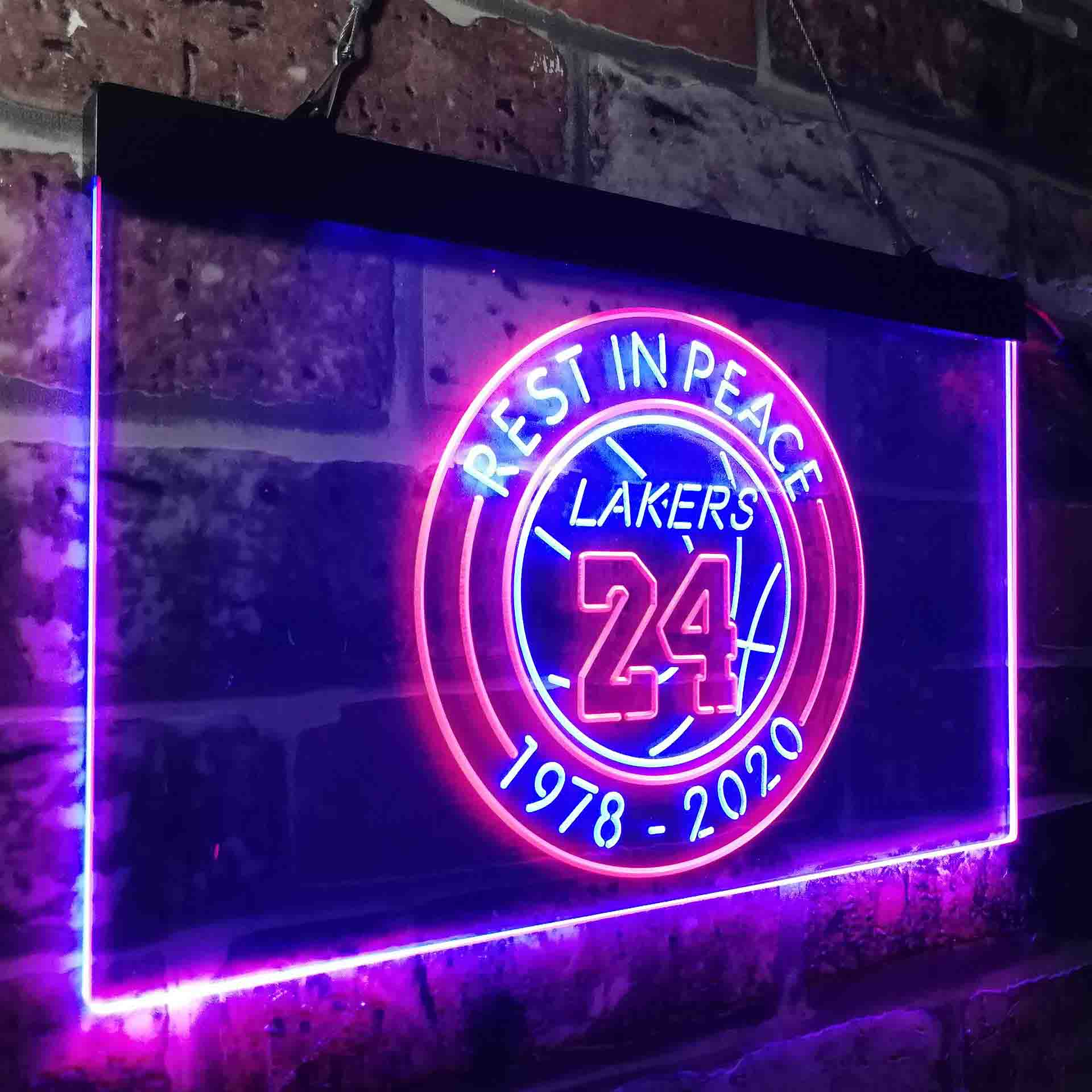 Lakers 24 Rest in Peace 1978-2020 Neon-Like LED Sign