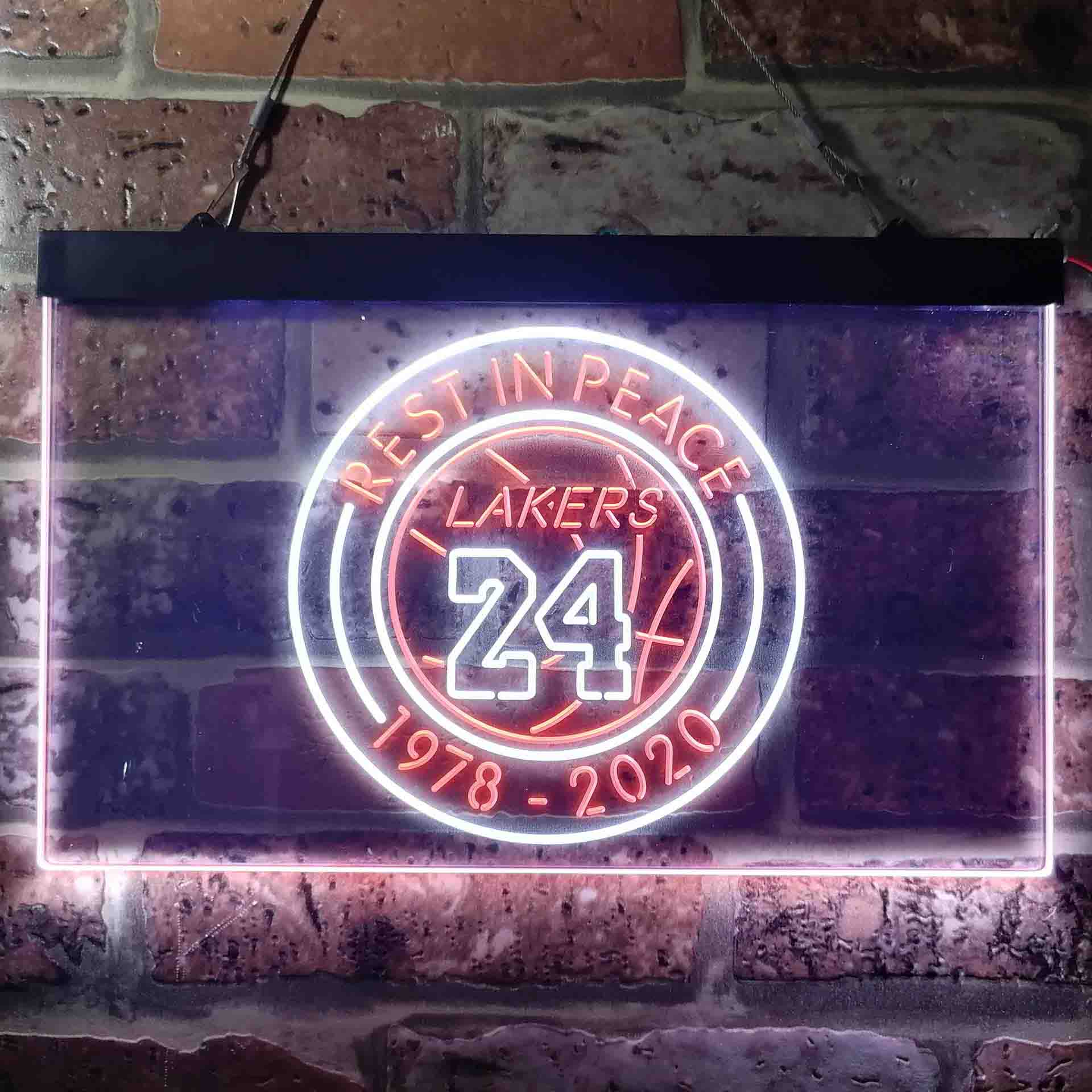 Lakers 24 Rest in Peace 1978-2020 Neon-Like LED Sign