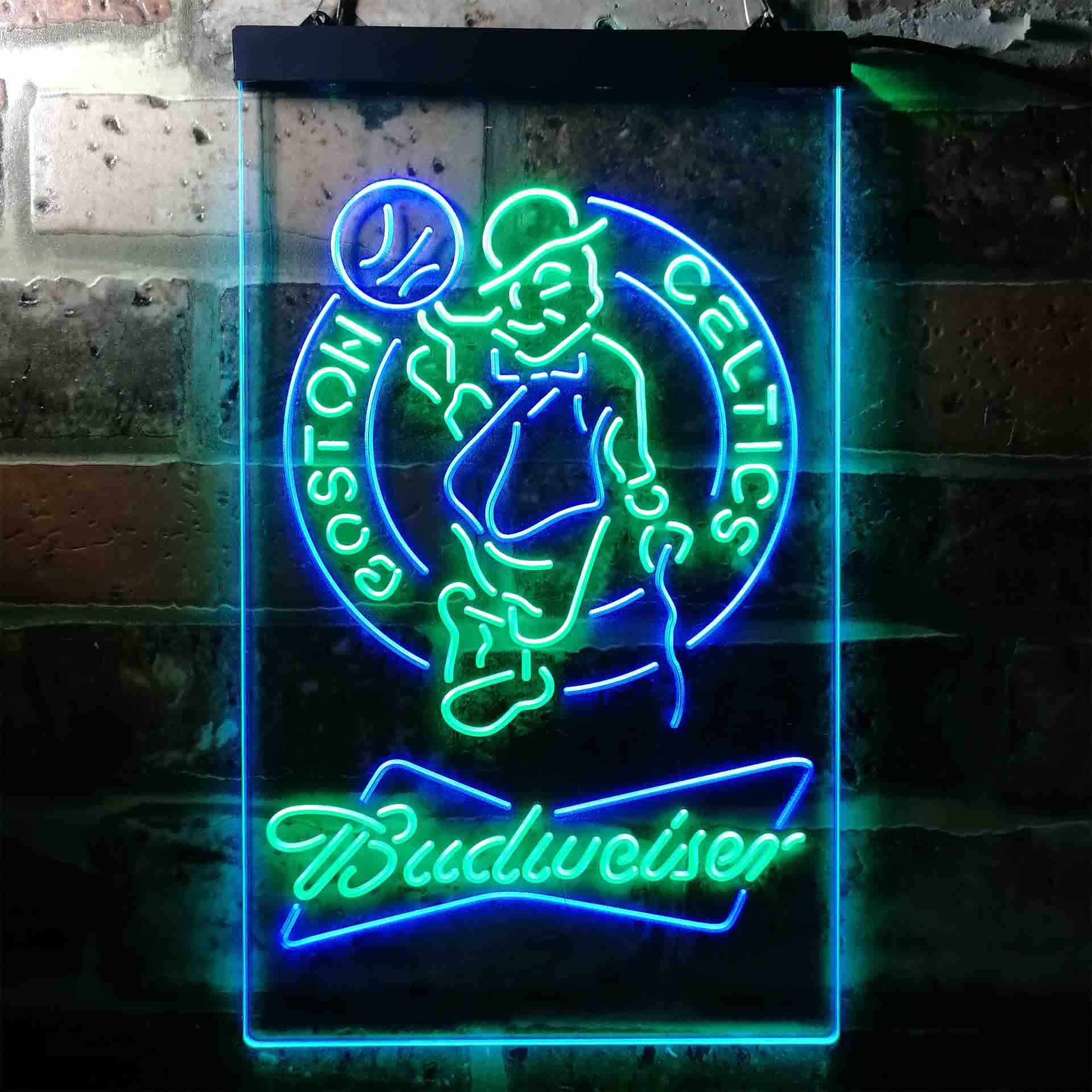 budweiser beer boston celtics nba Dual Color LED Neon Sign ProLedSign
