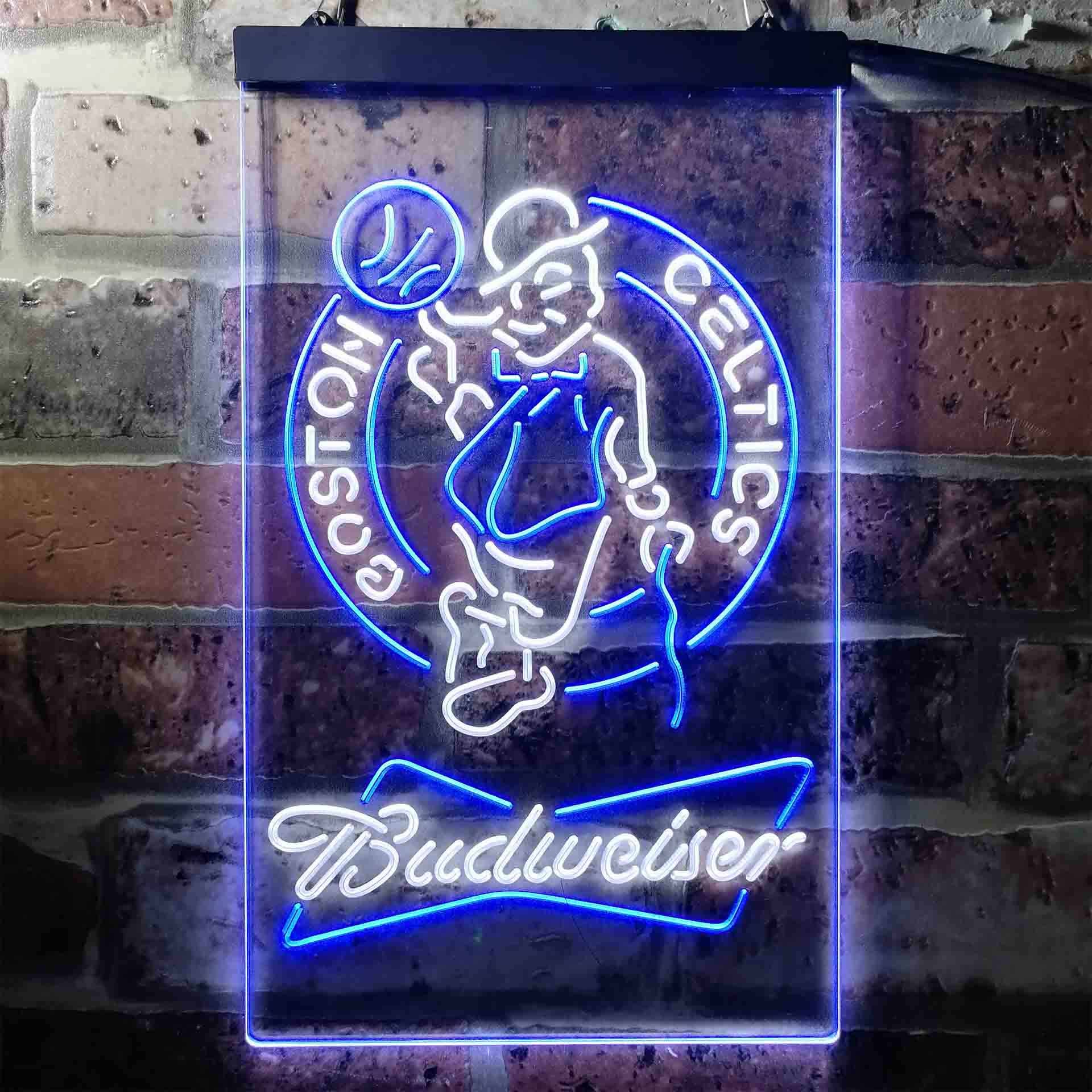 budweiser beer boston celtics nba Dual Color LED Neon Sign ProLedSign