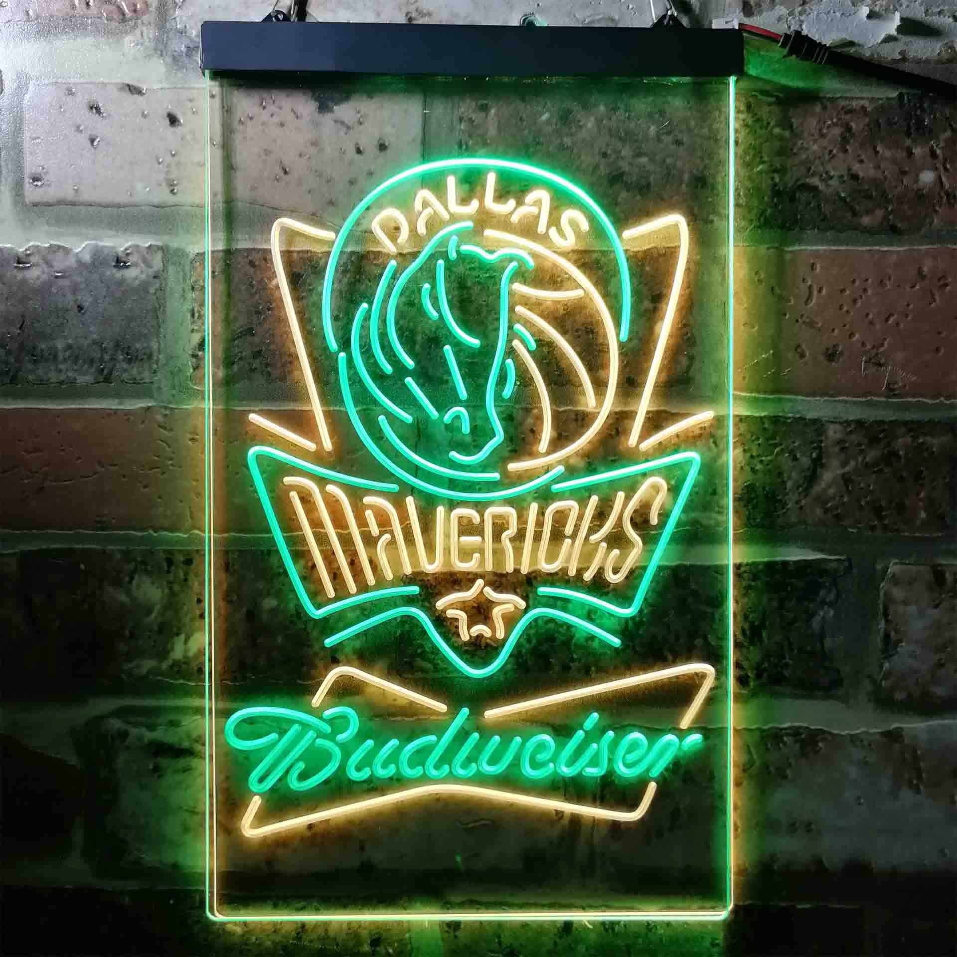budweiser beer dallas mavericks nba Dual Color LED Neon Sign ProLedSign
