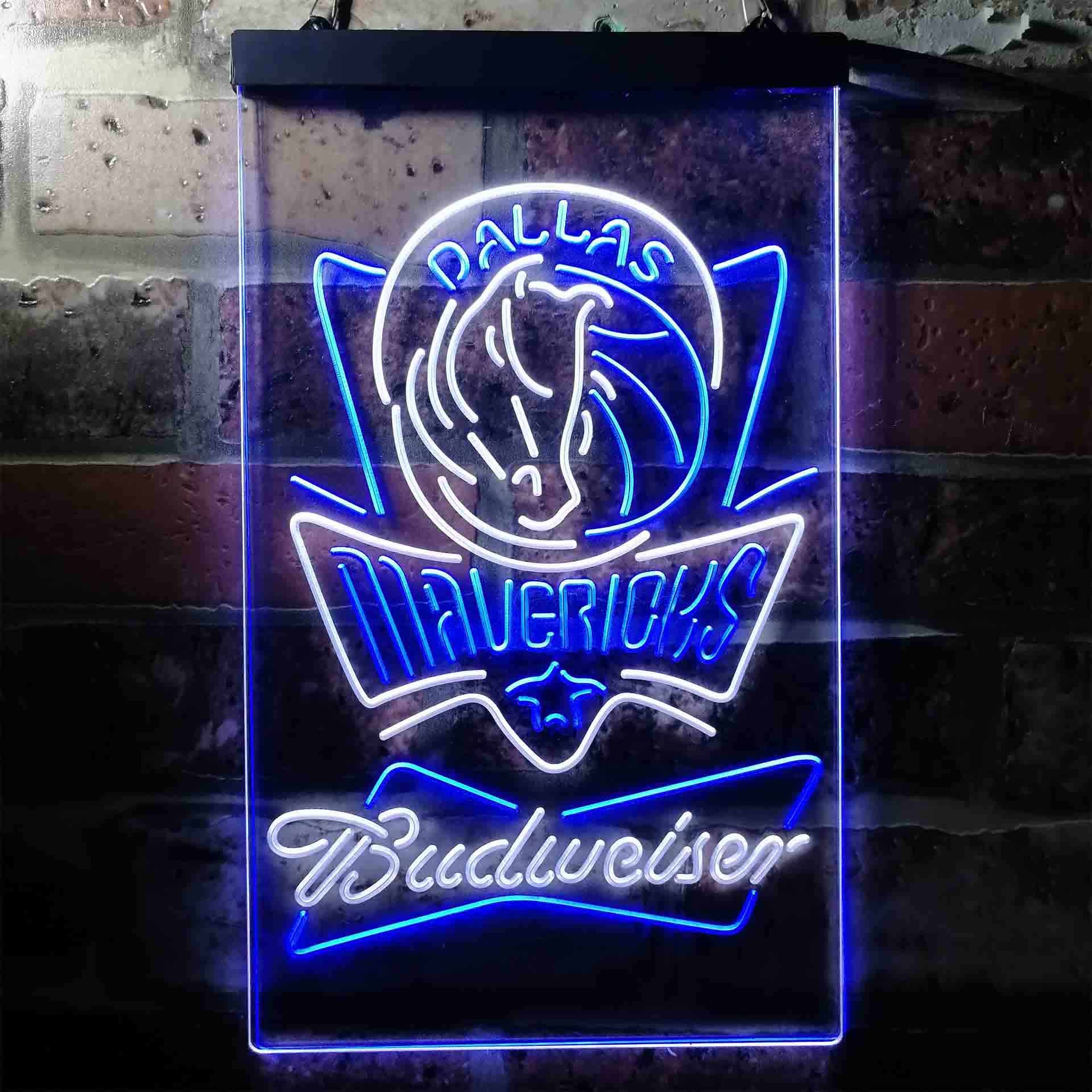 budweiser beer dallas mavericks nba Dual Color LED Neon Sign ProLedSign
