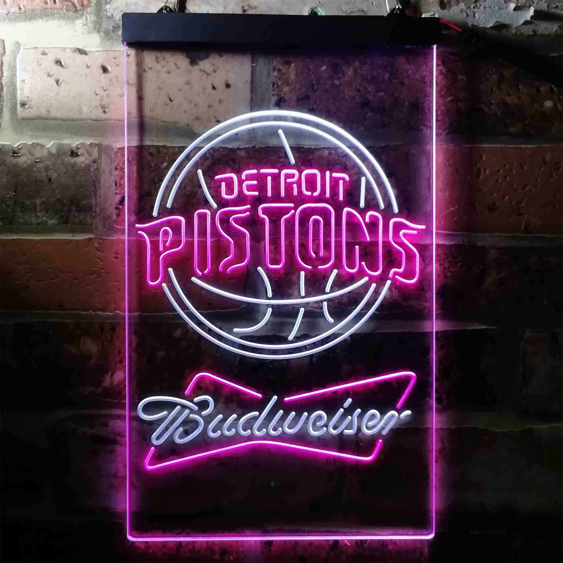 Detroit Pistons Budweiser Neon-Like LED Sign