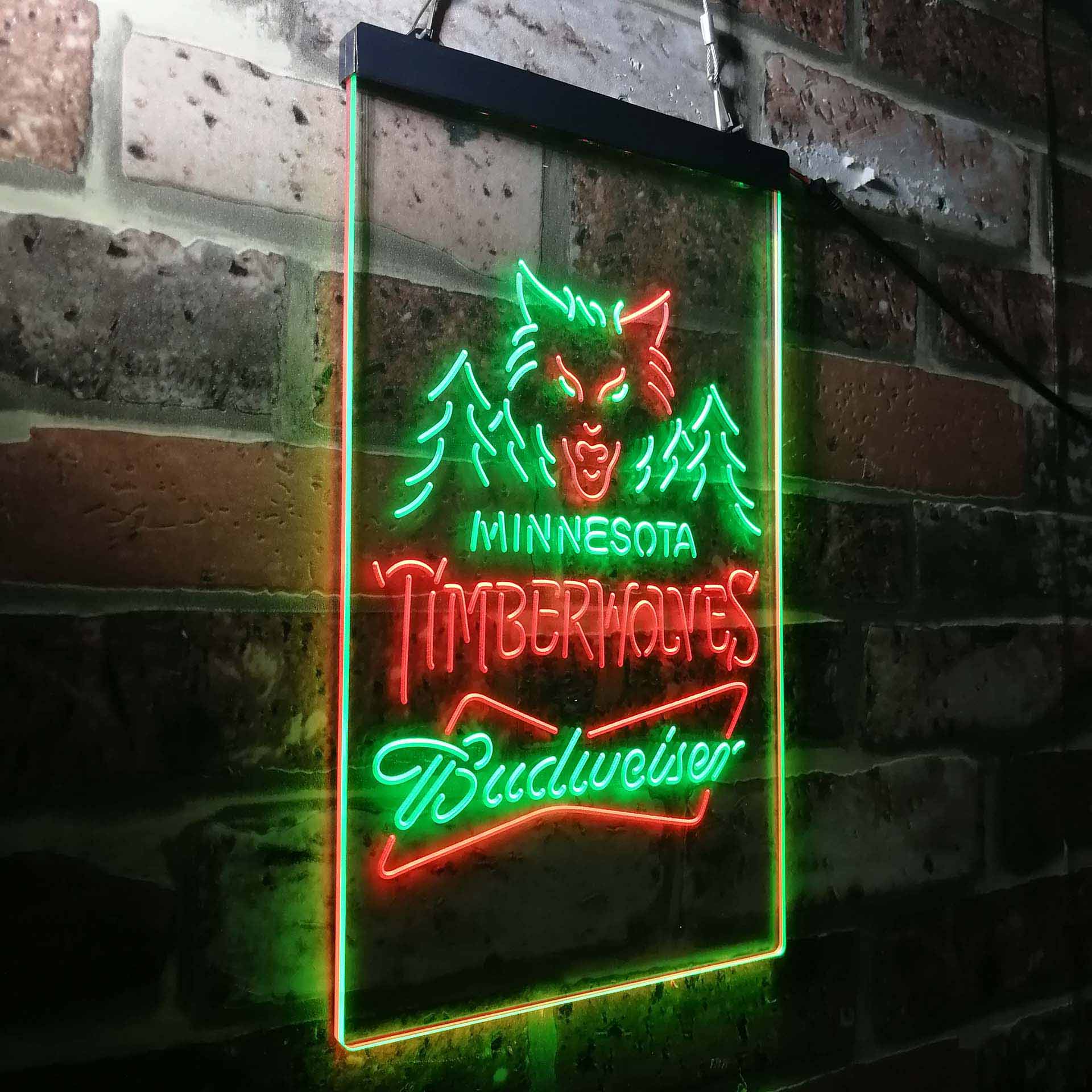 Minnesota Timberwolves Budweiser Neon-Like LED Sign