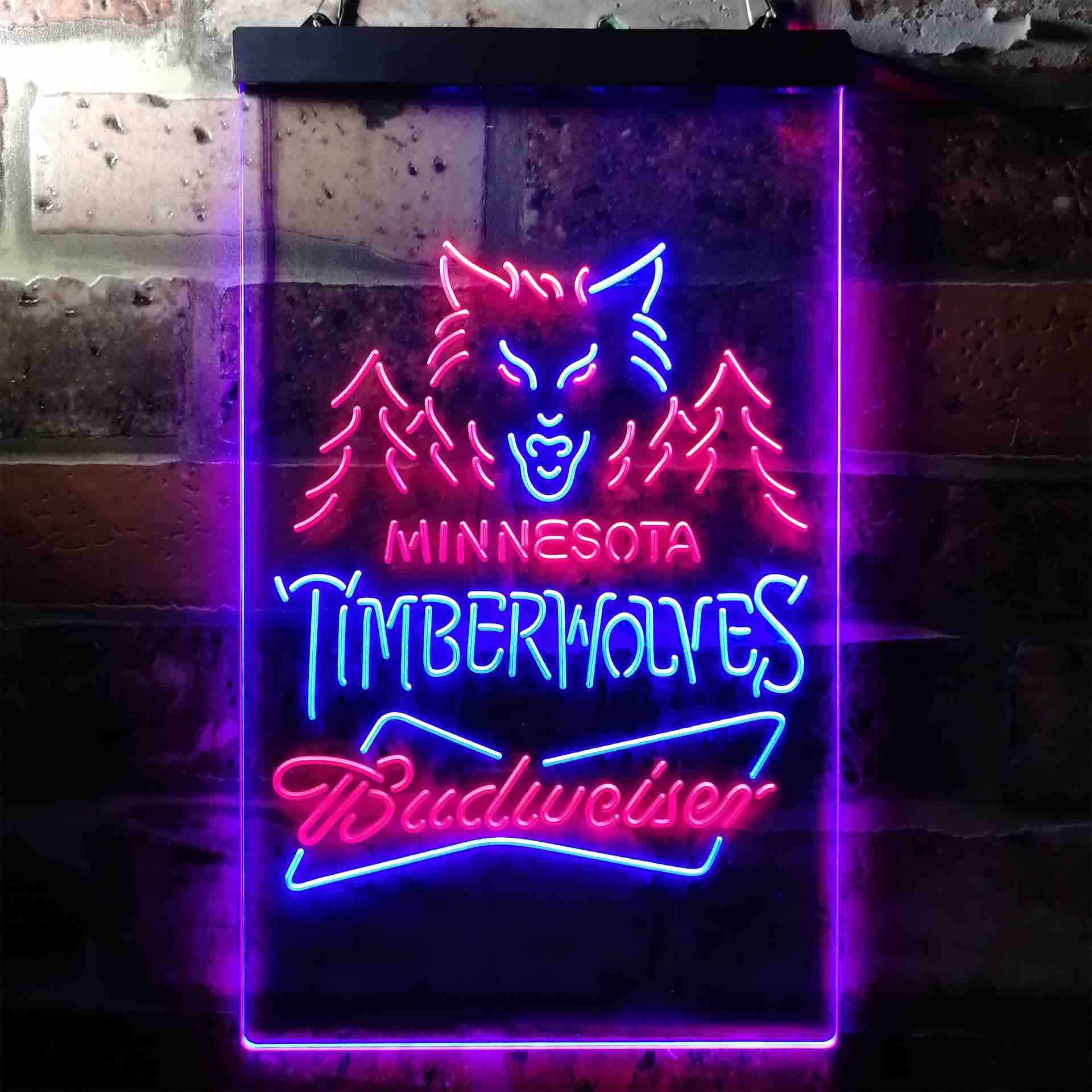 Minnesota Timberwolves Budweiser Neon-Like LED Sign