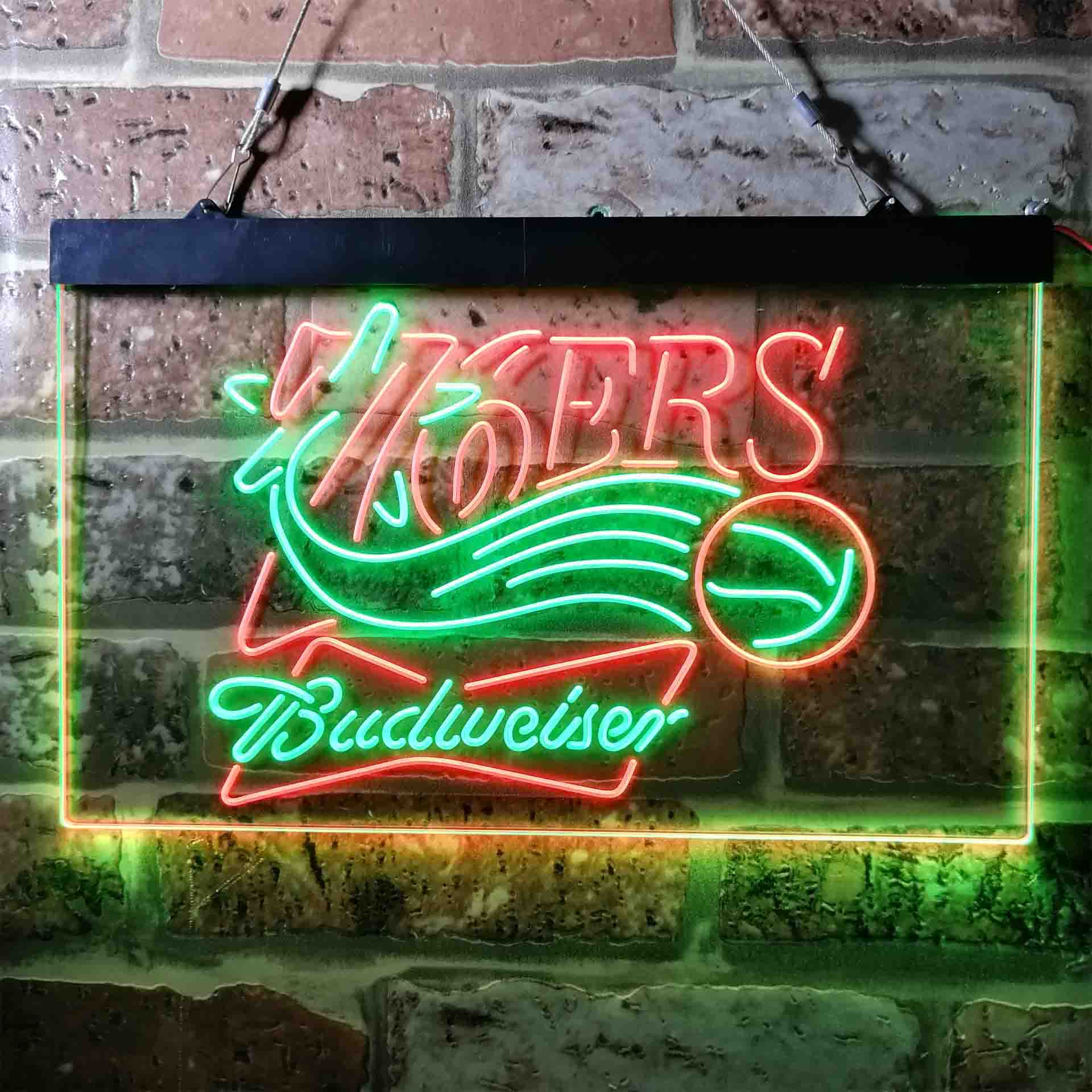 budweiser beer philadelphia 76ers nba Dual Color LED Neon Sign ProLedSign