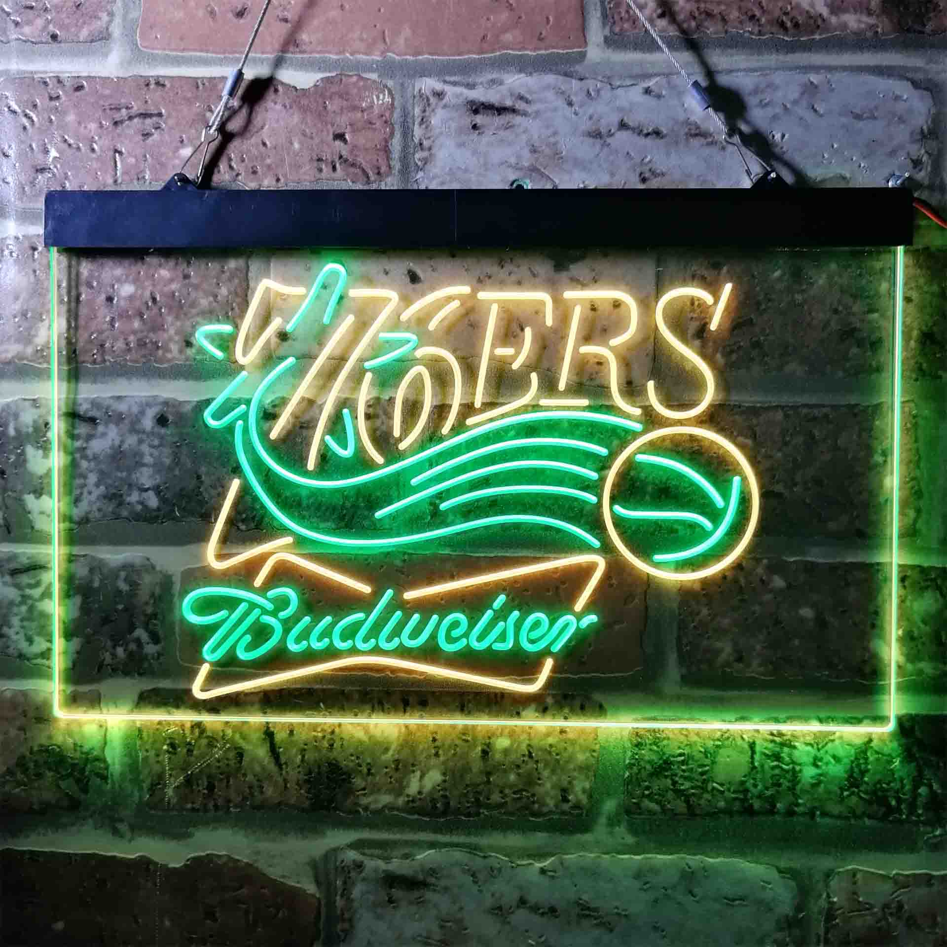 budweiser beer philadelphia 76ers nba Dual Color LED Neon Sign ProLedSign