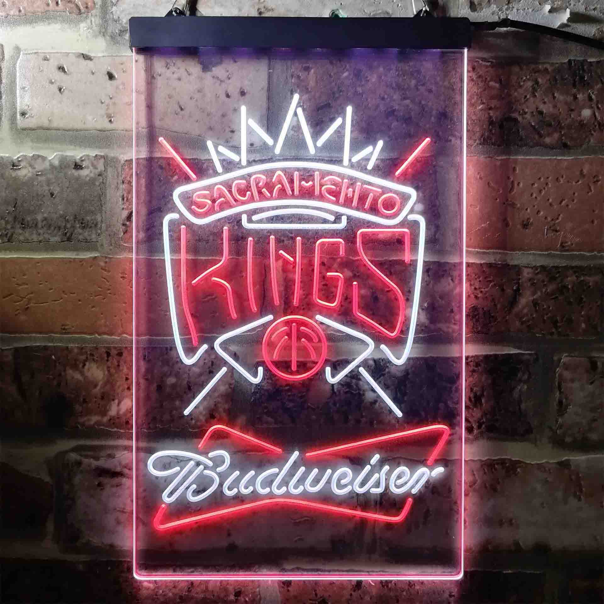 budweiser beer sacramento kings nba Dual Color LED Neon Sign ProLedSign