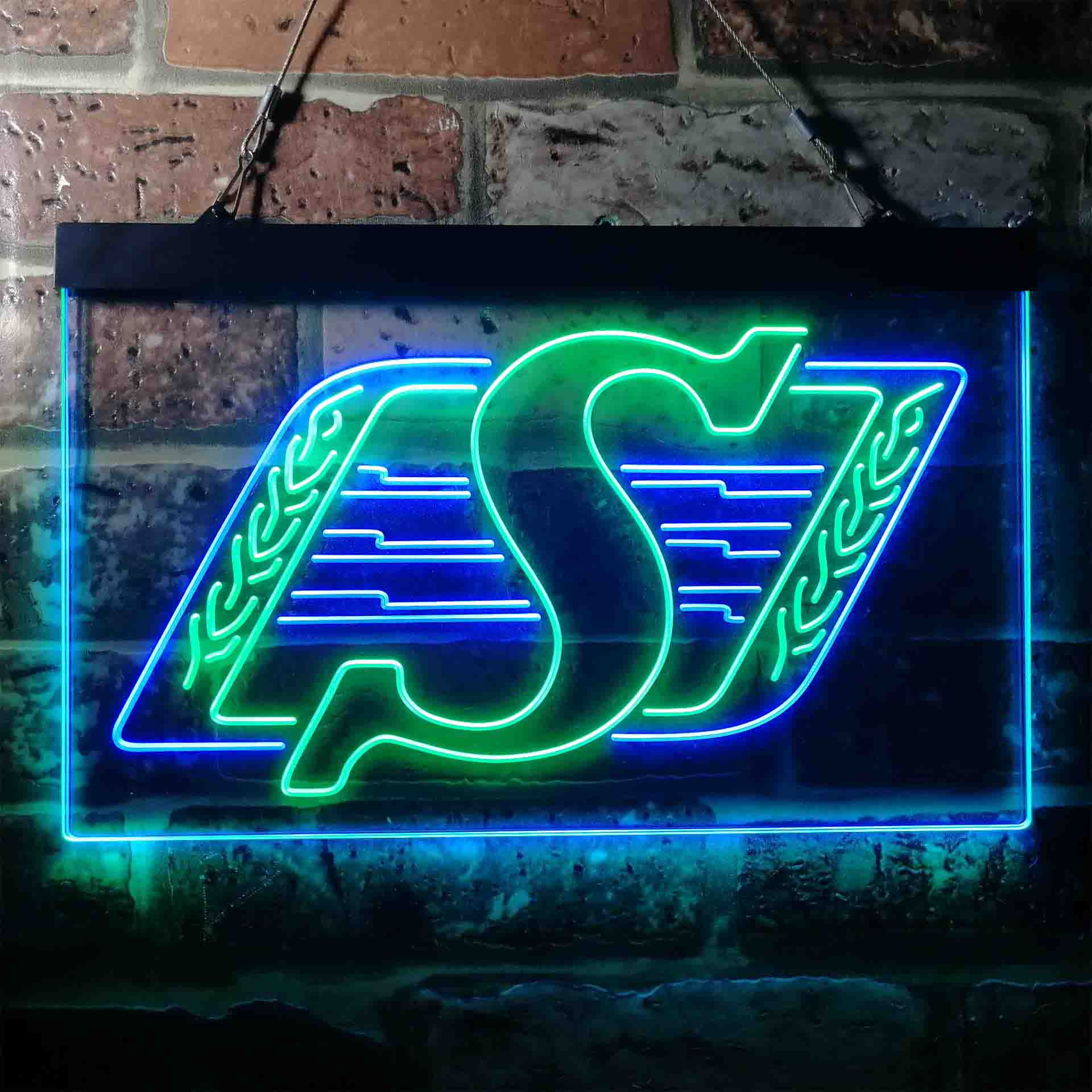 Saskatchewan Roughriders Dual Color LED Neon Sign ProLedSign