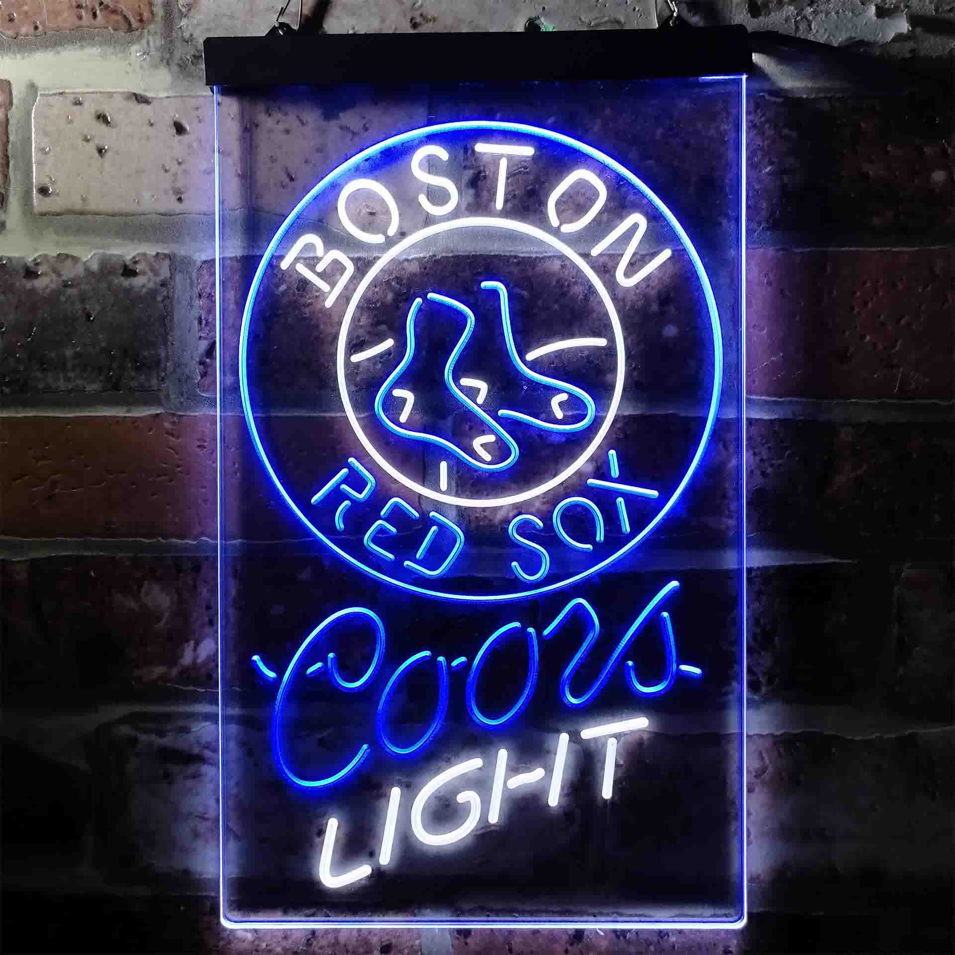 Coors Light Beer Baseball Boston Red Sox Dual Color LED Neon Sign ProLedSign