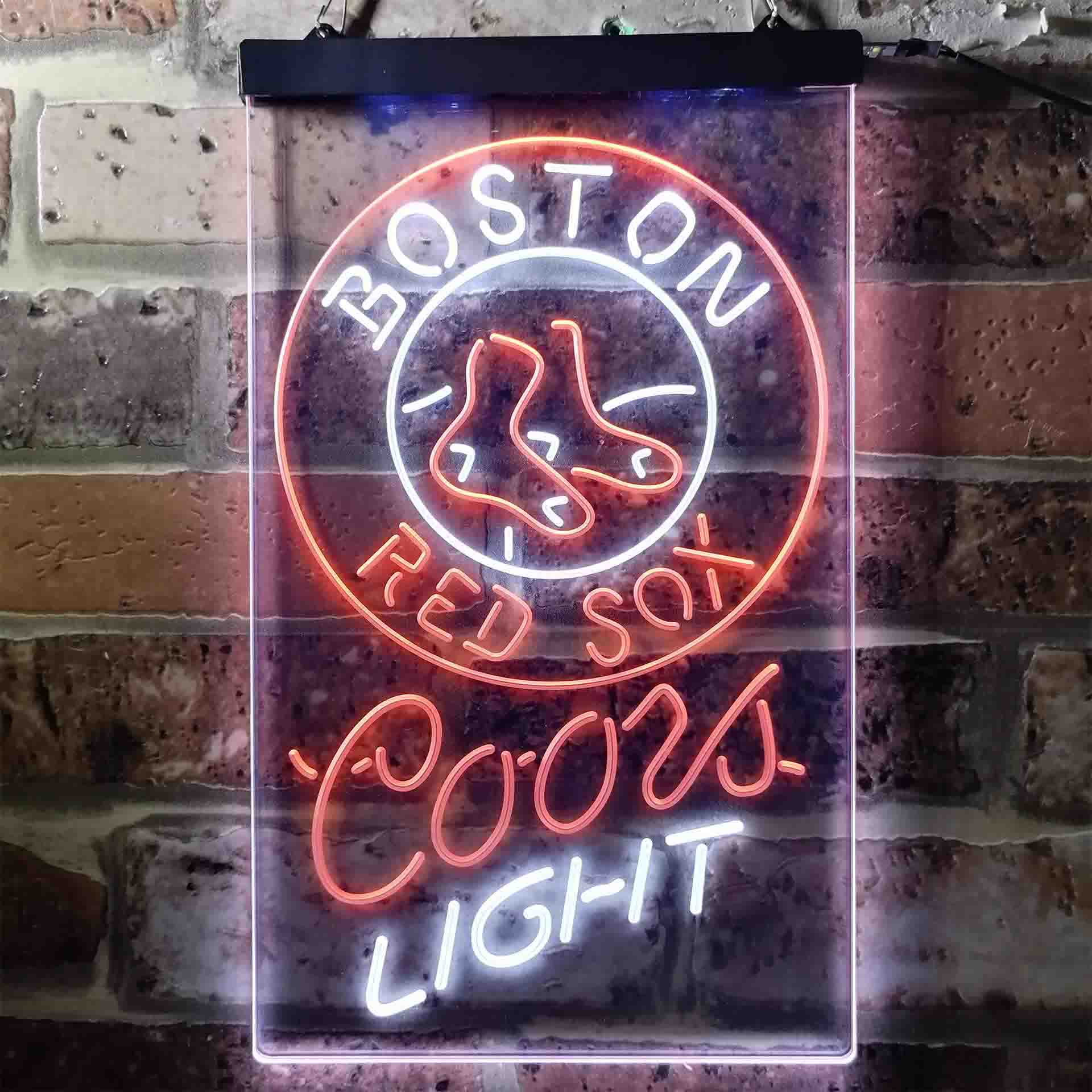 Coors Light Beer Baseball Boston Red Sox Dual Color LED Neon Sign ProLedSign