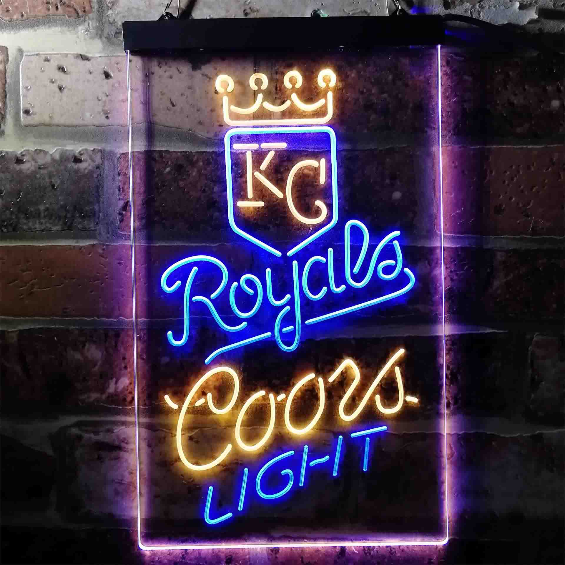 Coors Light Beer Baseball Kansas City Royals Dual Color LED Neon Sign ProLedSign