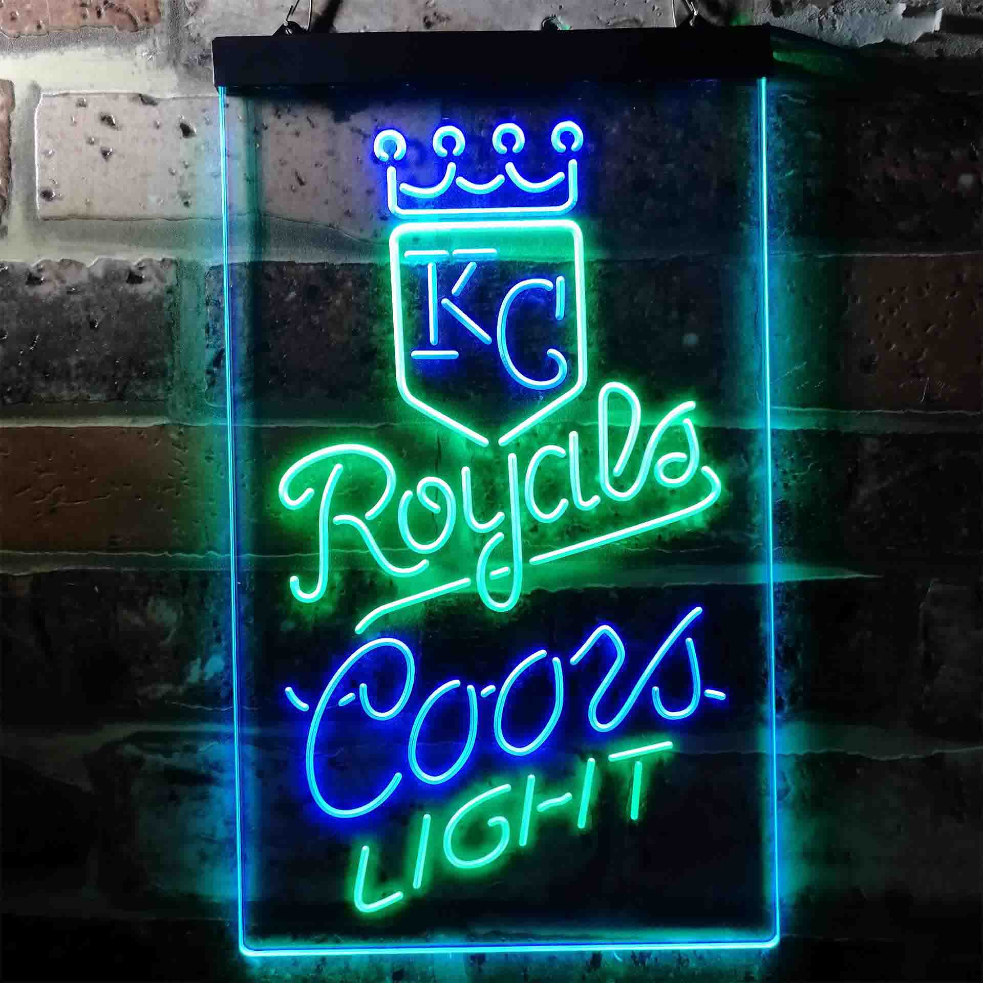Coors Light Beer Baseball Kansas City Royals Dual Color LED Neon Sign ProLedSign