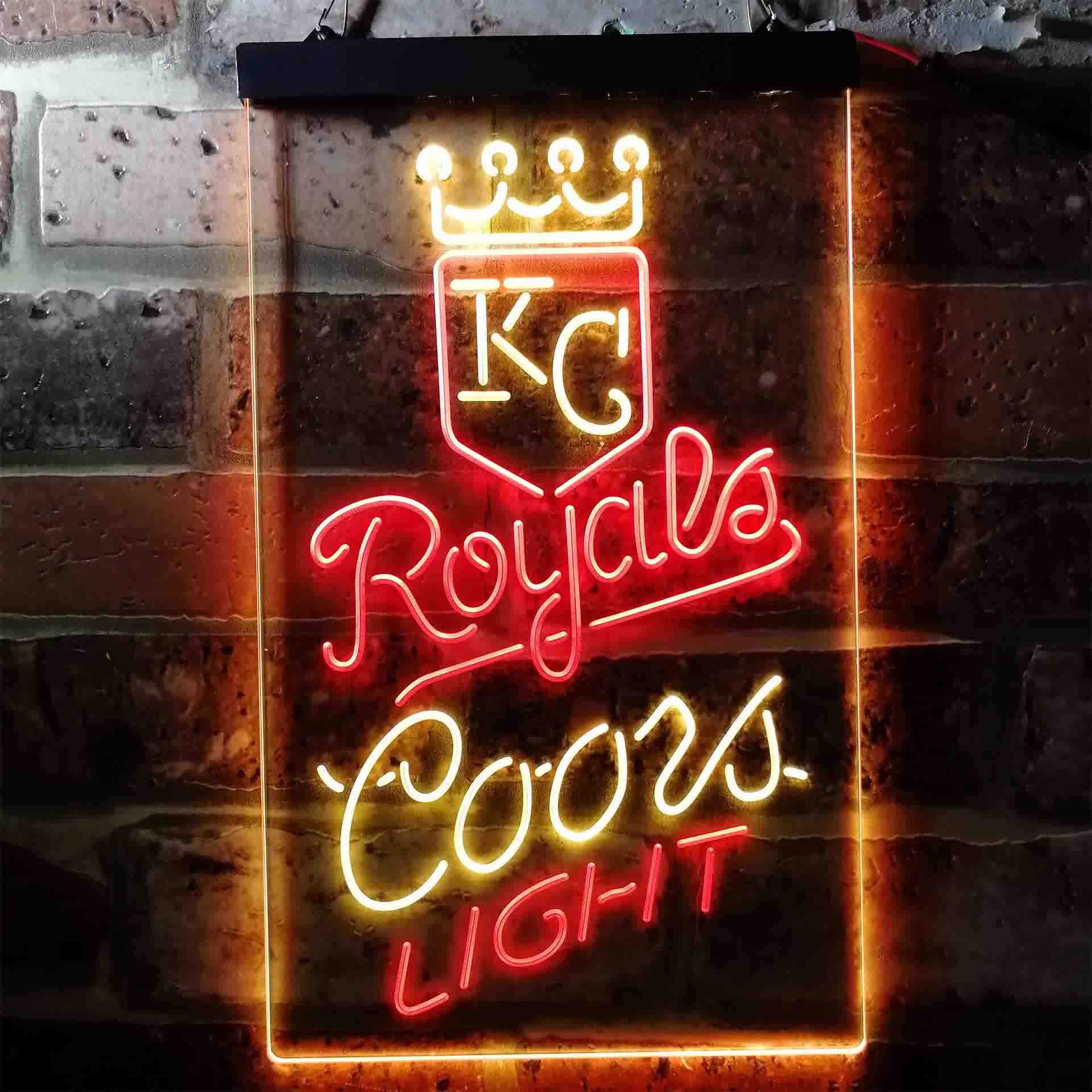 Coors Light Beer Baseball Kansas City Royals Dual Color LED Neon Sign ProLedSign
