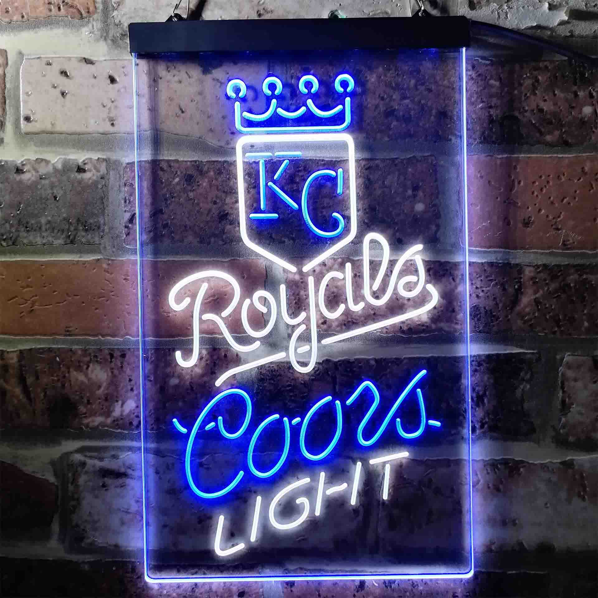 Coors Light Beer Baseball Kansas City Royals Dual Color LED Neon Sign ProLedSign