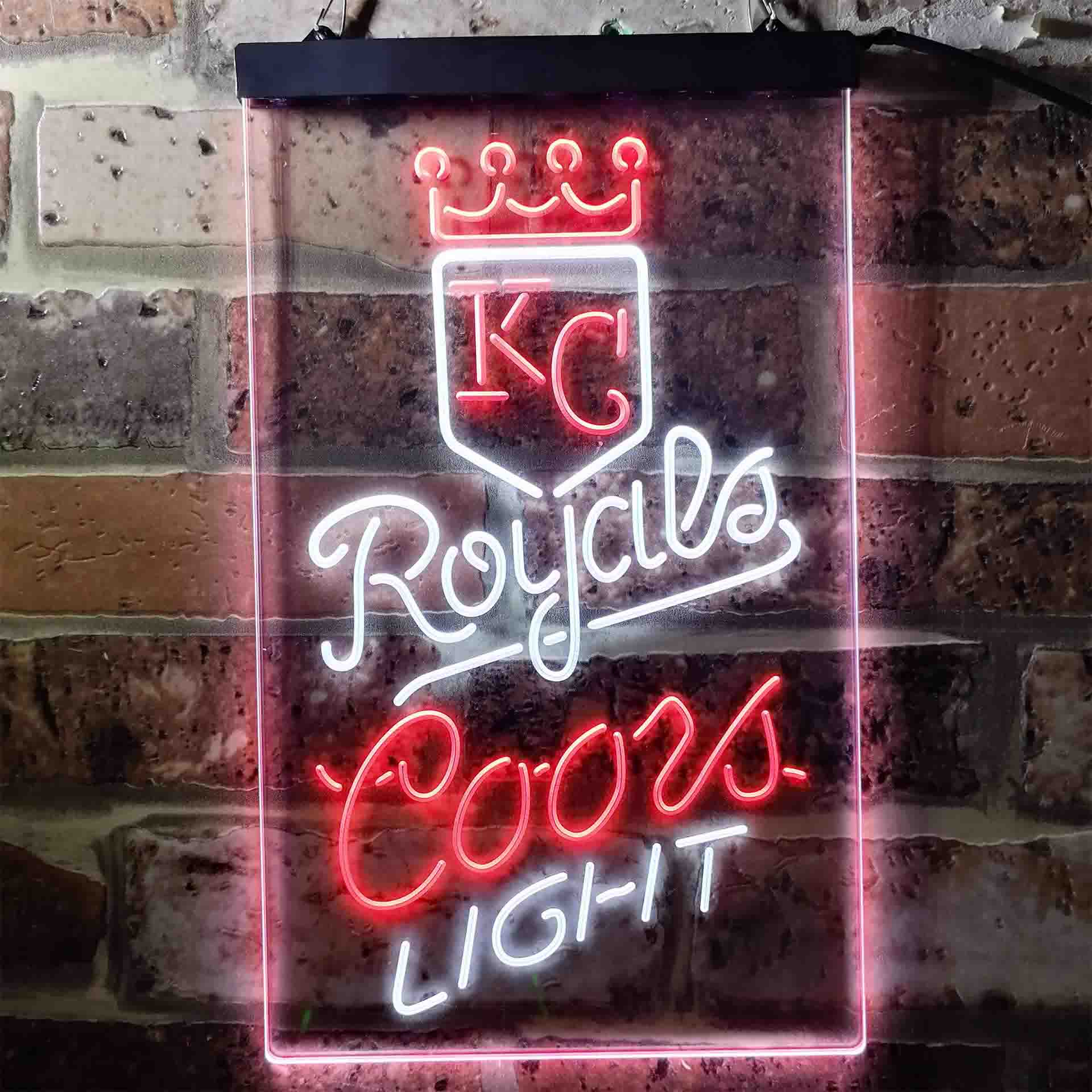 Coors Light Beer Baseball Kansas City Royals Dual Color LED Neon Sign ProLedSign