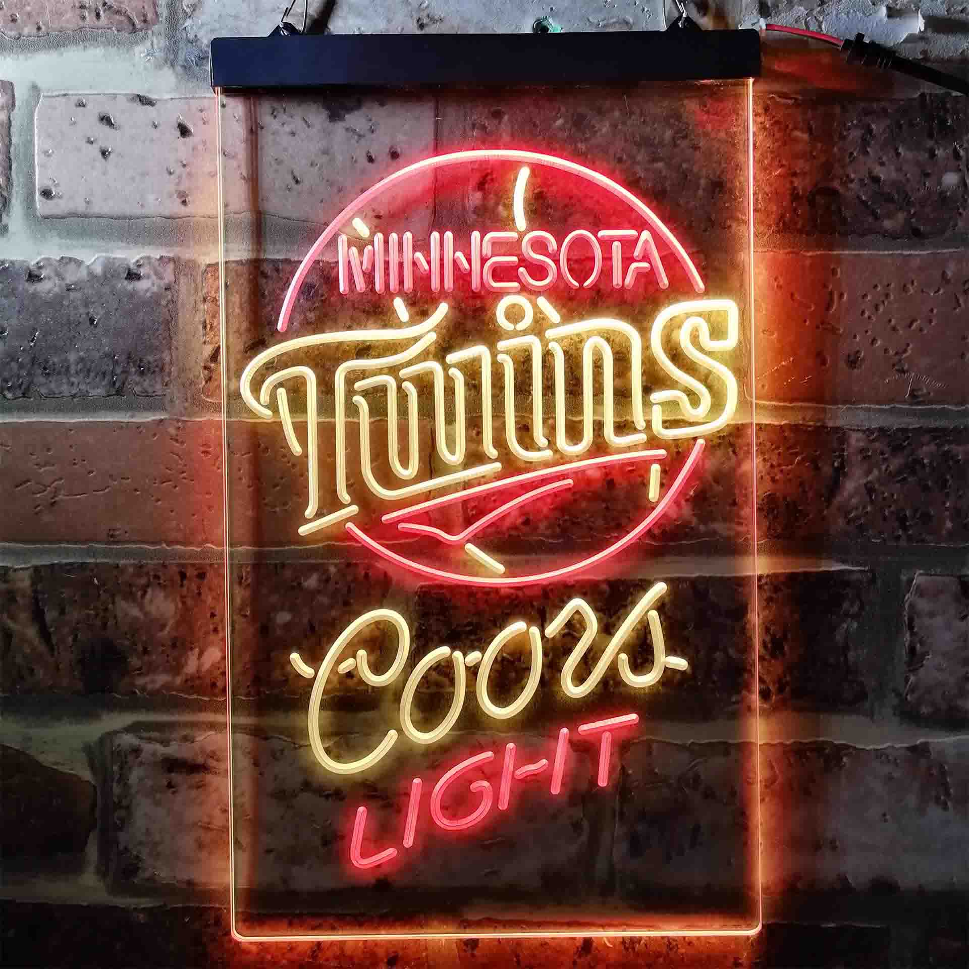 Coors Light Beer Baseball Minnesota Twins Dual Color LED Neon Sign ProLedSign