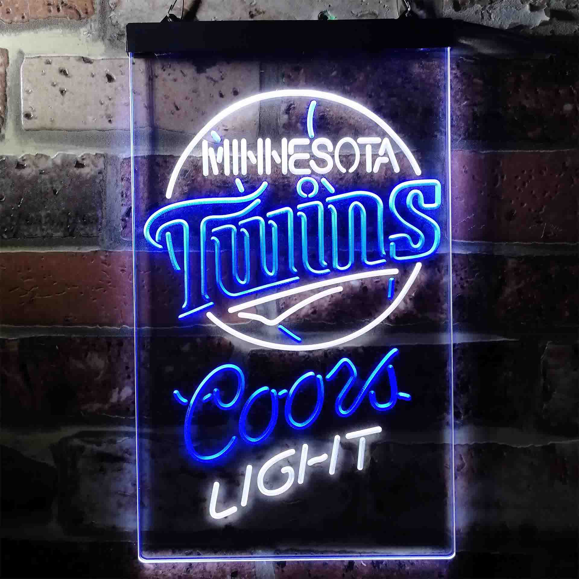 Coors Light Beer Baseball Minnesota Twins Dual Color LED Neon Sign ProLedSign