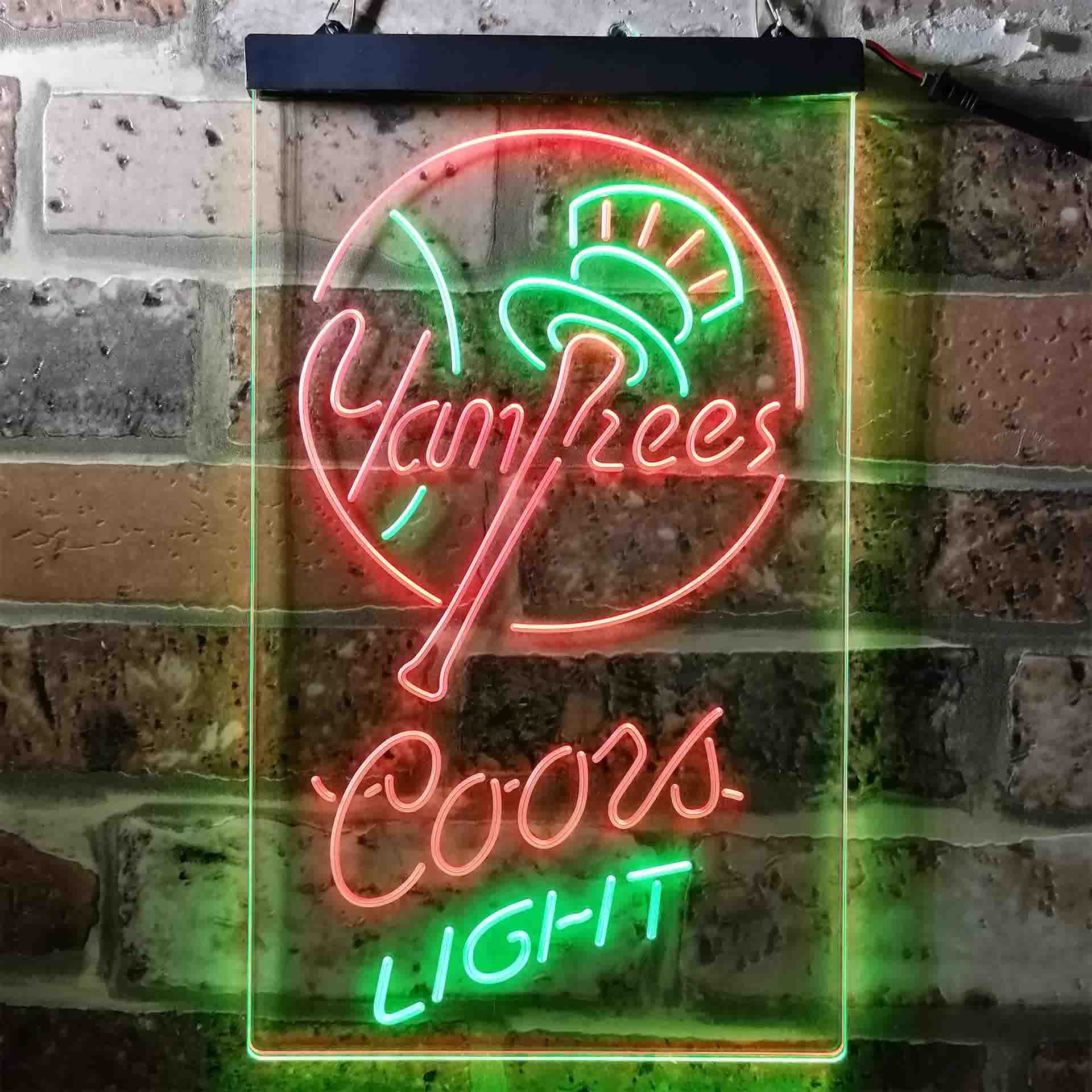 Coors Light Beer Baseball New York Yankees Dual Color LED Neon Sign ProLedSign