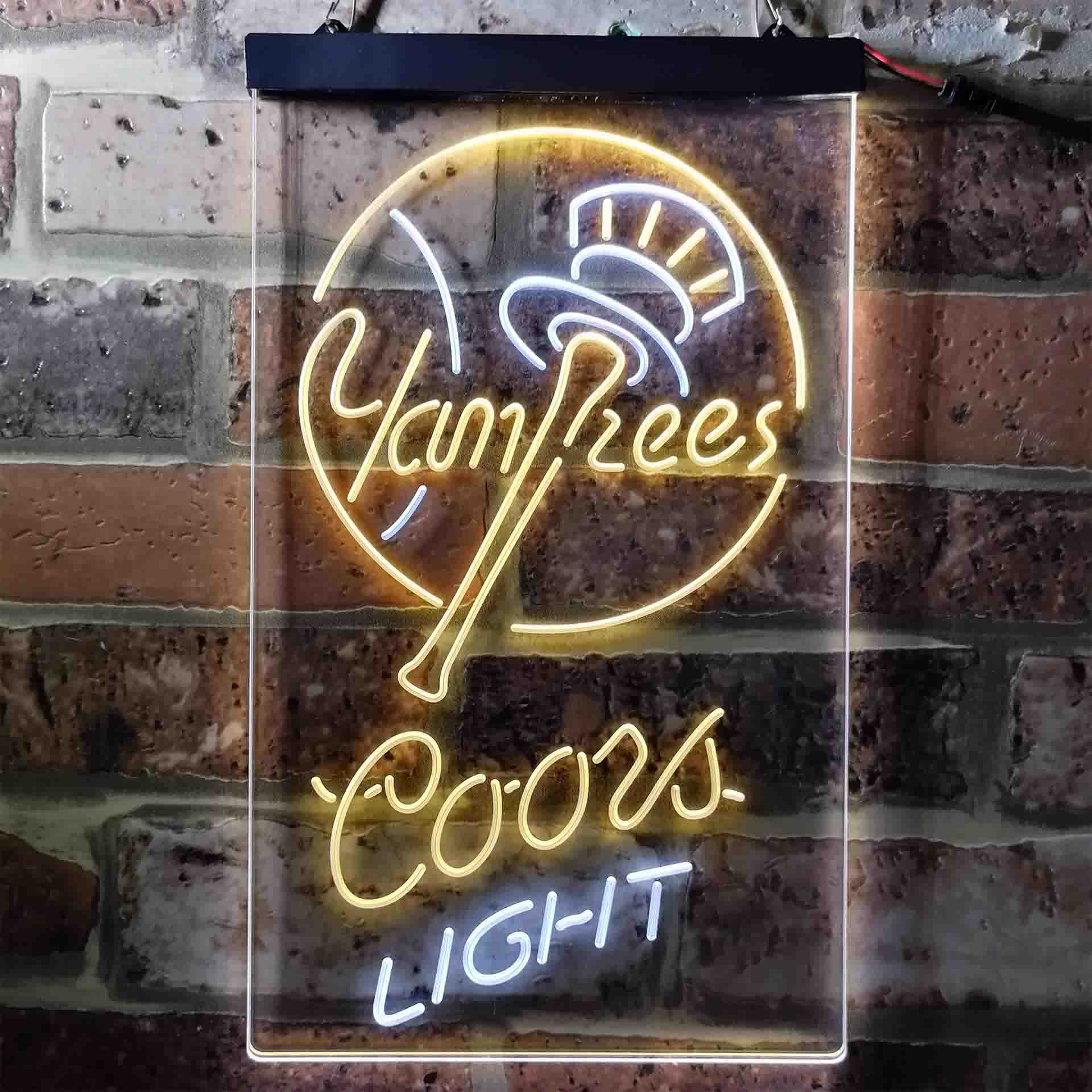 Coors Light Beer Baseball New York Yankees Dual Color LED Neon Sign ProLedSign