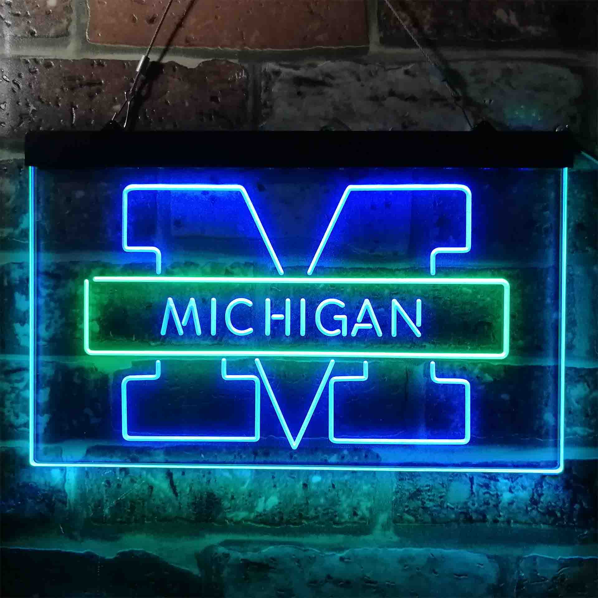 University Football Sport Team Michigan Wolverines Dual Color LED Neon Sign ProLedSign