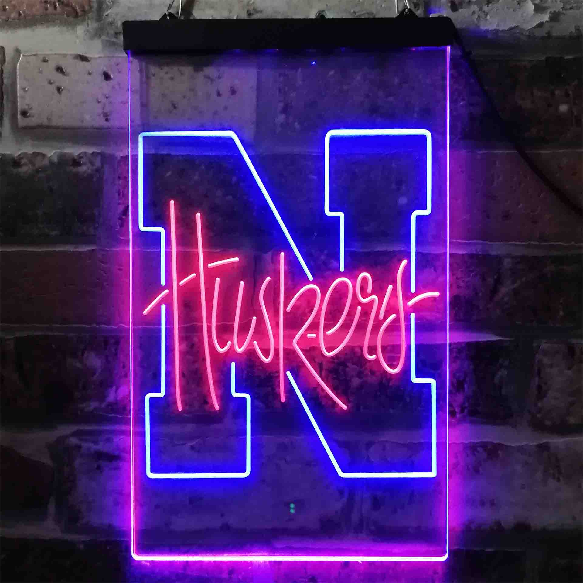 University Football Sport Team Nebraska Cornhuskers Huskers Dual Color LED Neon Sign ProLedSign