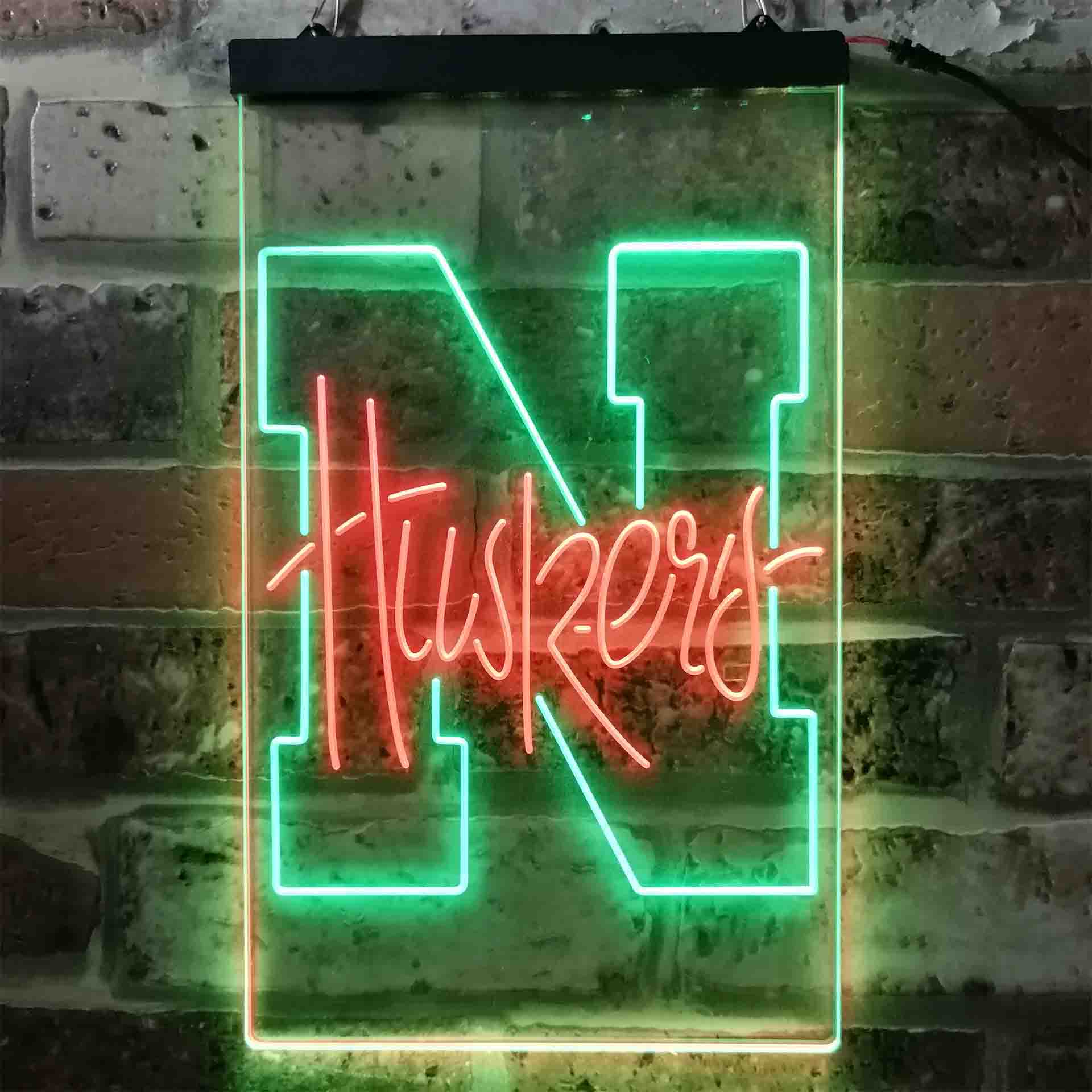 University Football Sport Team Nebraska Cornhuskers Huskers Dual Color LED Neon Sign ProLedSign