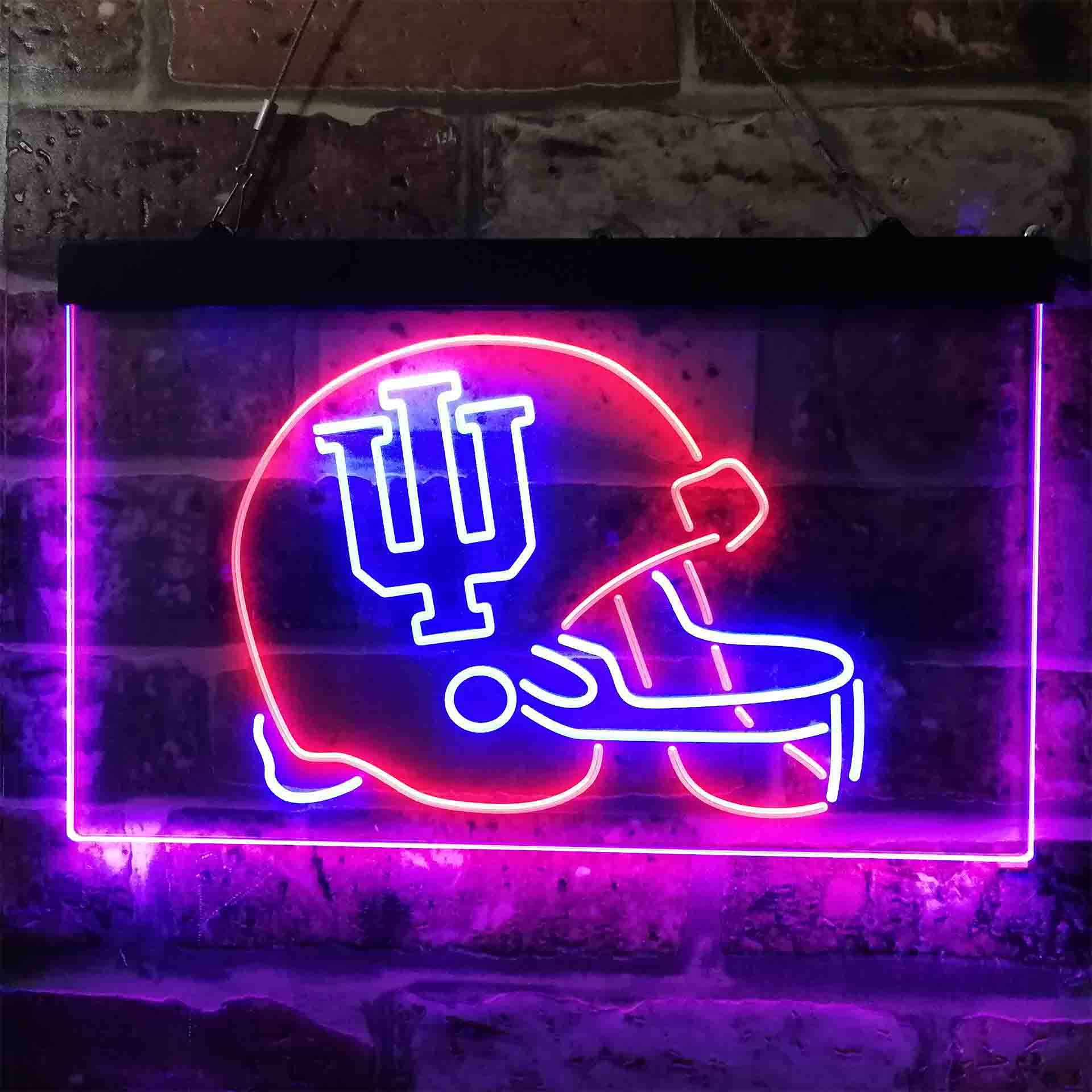 University Football  Sport Team Indiana Hoosiers Helmet Dual Color LED Neon Sign ProLedSign