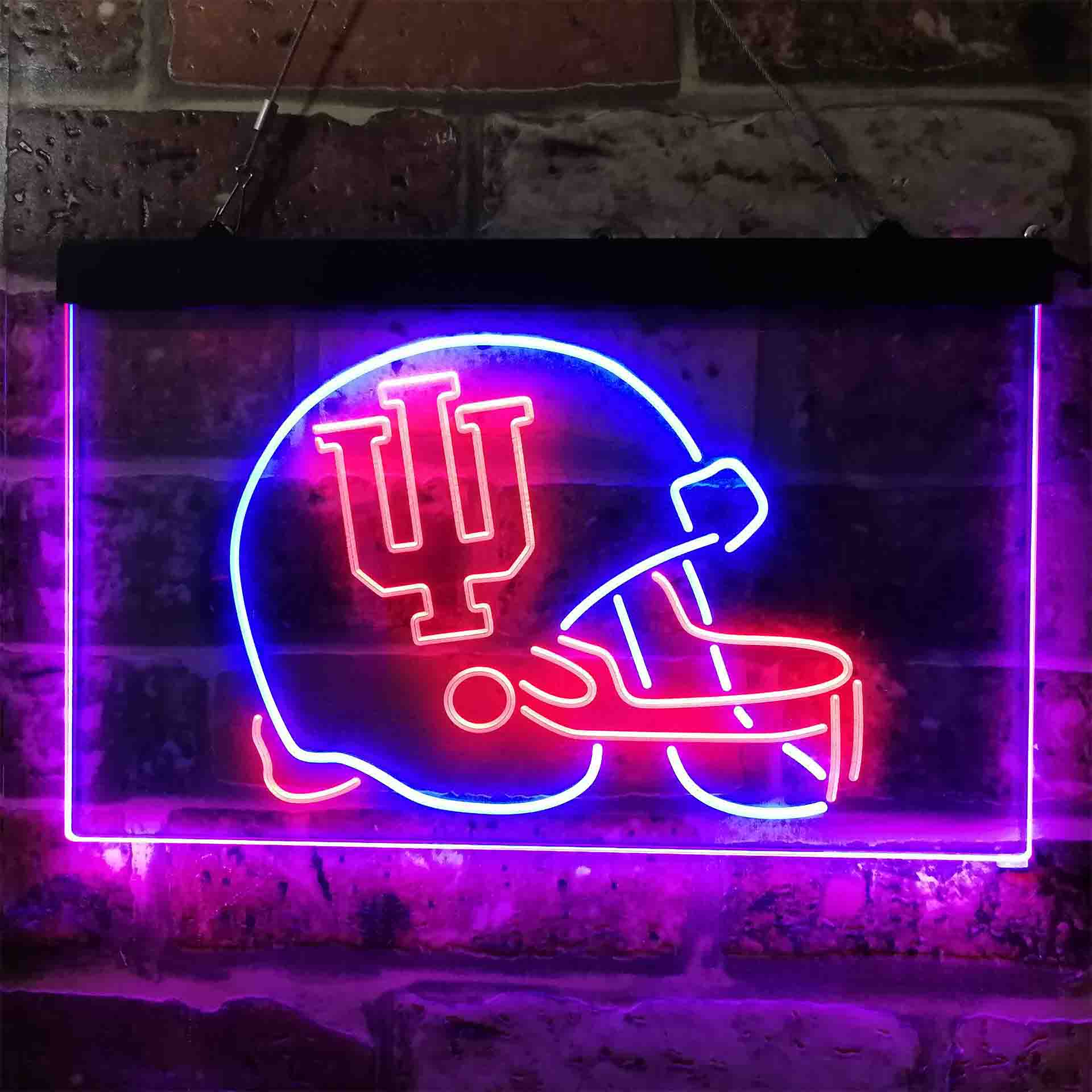 University Football  Sport Team Indiana Hoosiers Helmet Dual Color LED Neon Sign ProLedSign