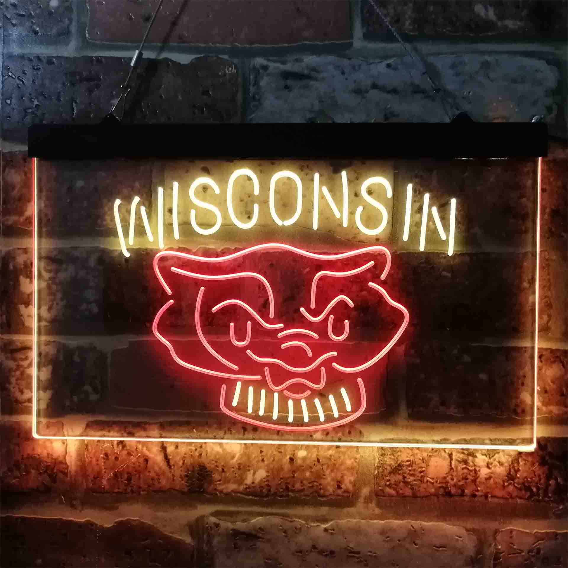 University Football Sport Team Wisconsin University Badgers Dual Color LED Neon Sign ProLedSign