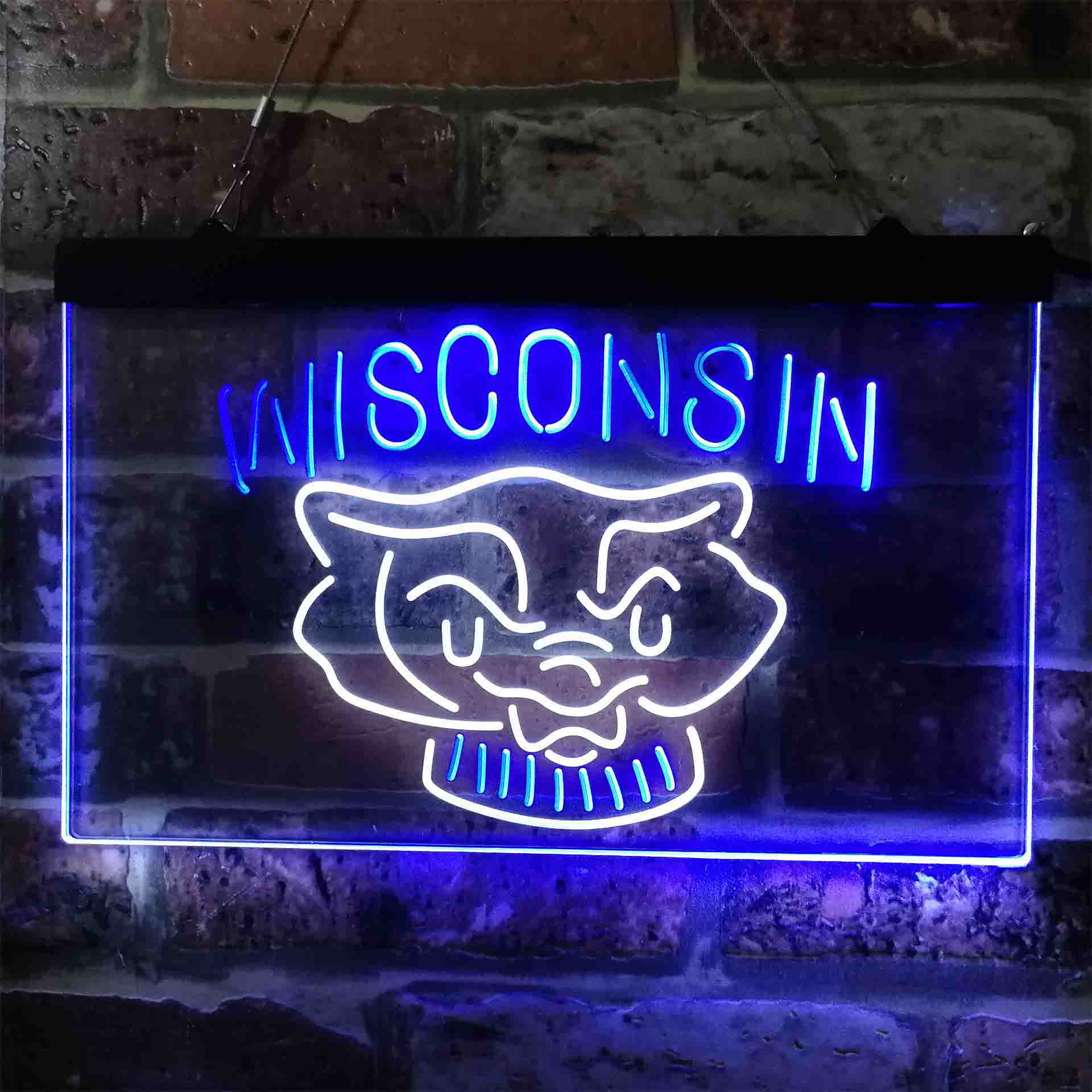 University Football Sport Team Wisconsin University Badgers Dual Color LED Neon Sign ProLedSign