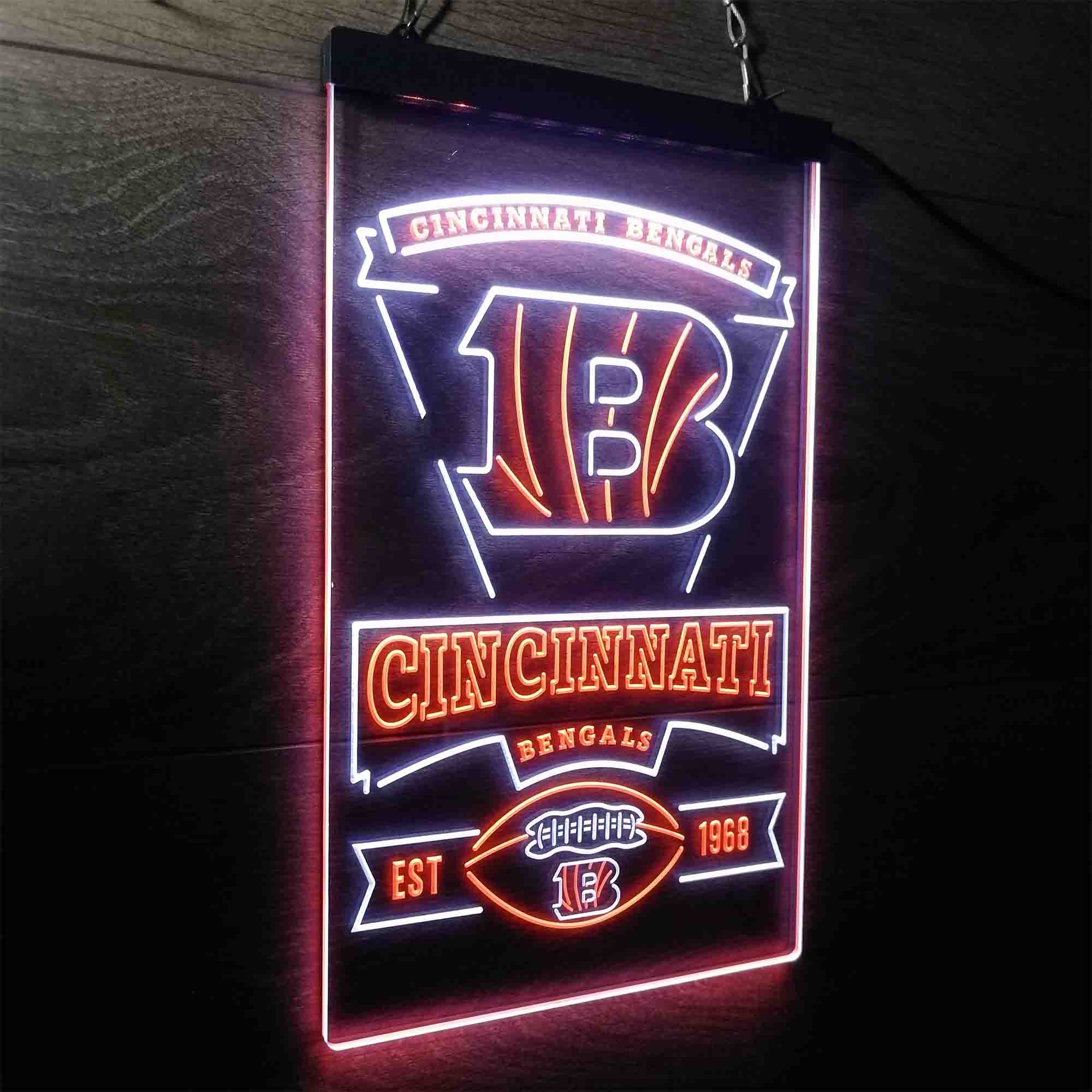 Cincinnati Bengals Est. 1968 Neon-Like LED Sign