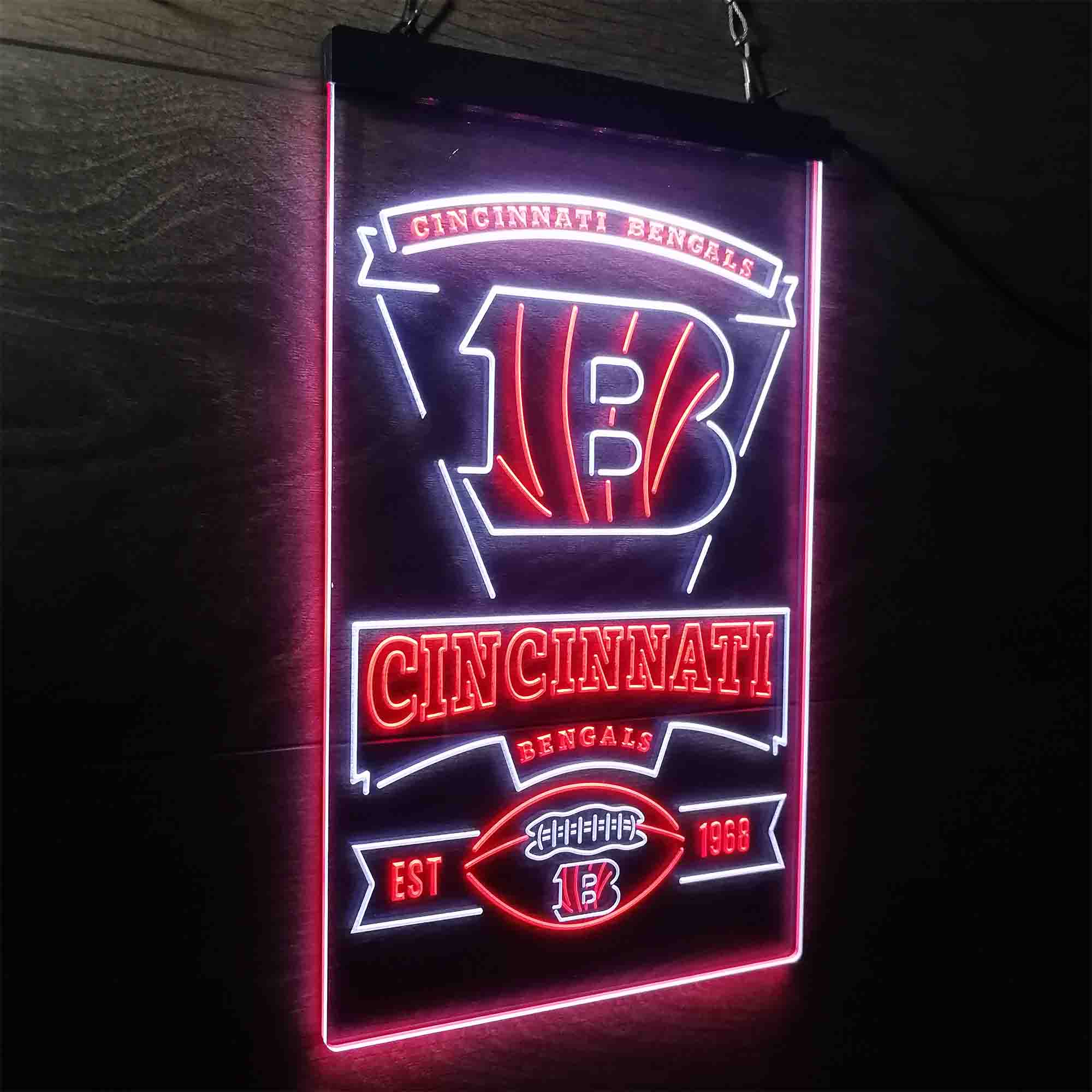 Cincinnati Bengals Est. 1968 Neon-Like LED Sign