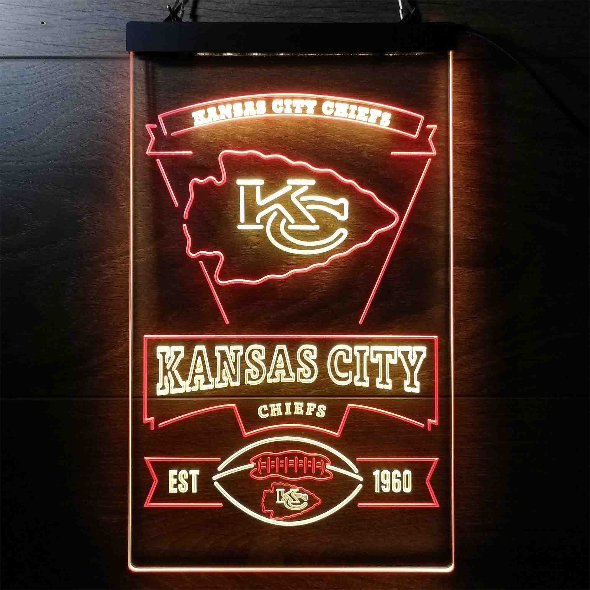 Kansas City Chiefs Est. 1960 Dual Color LED Neon Sign ProLedSign