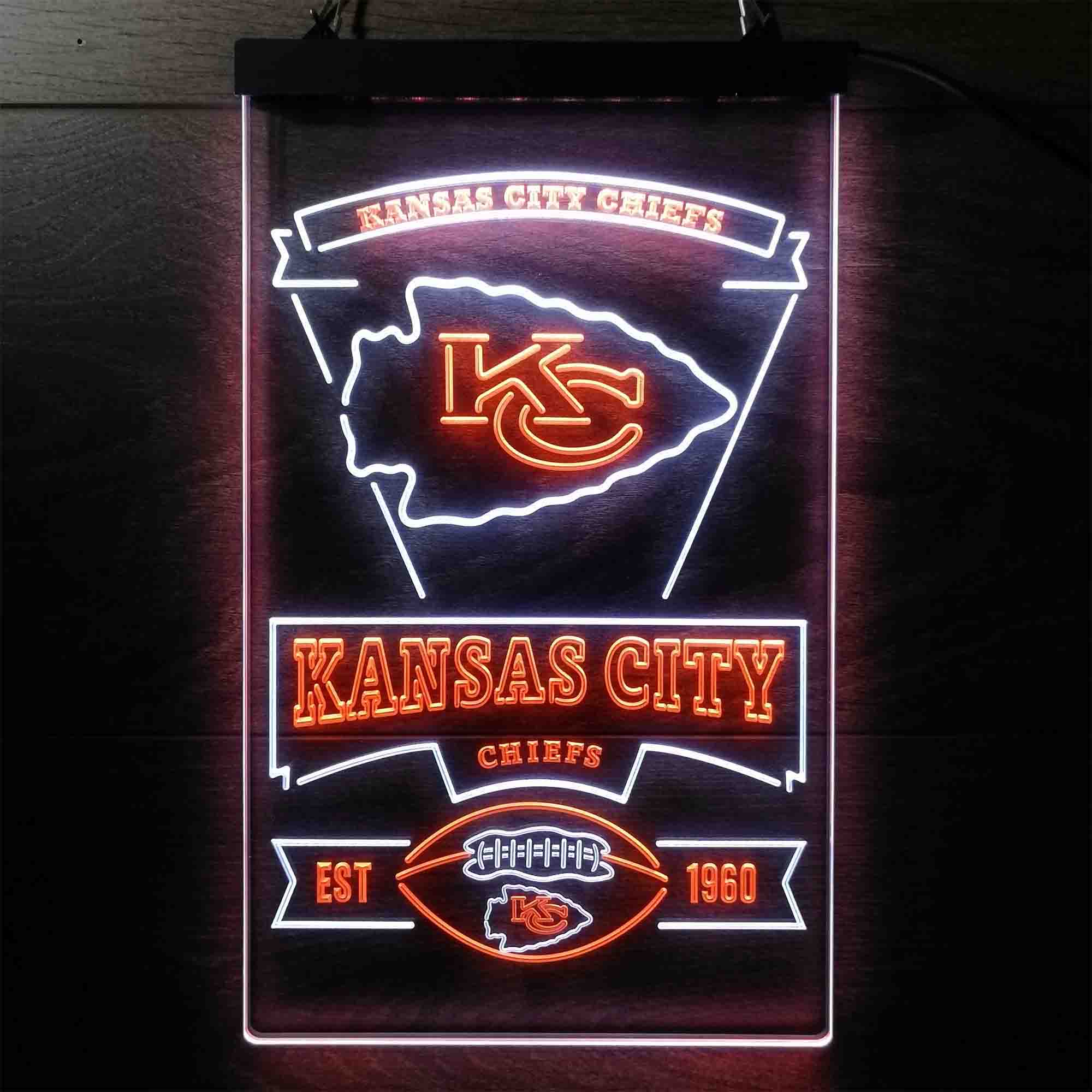 Kansas City Chiefs Est. 1960 Dual Color LED Neon Sign ProLedSign