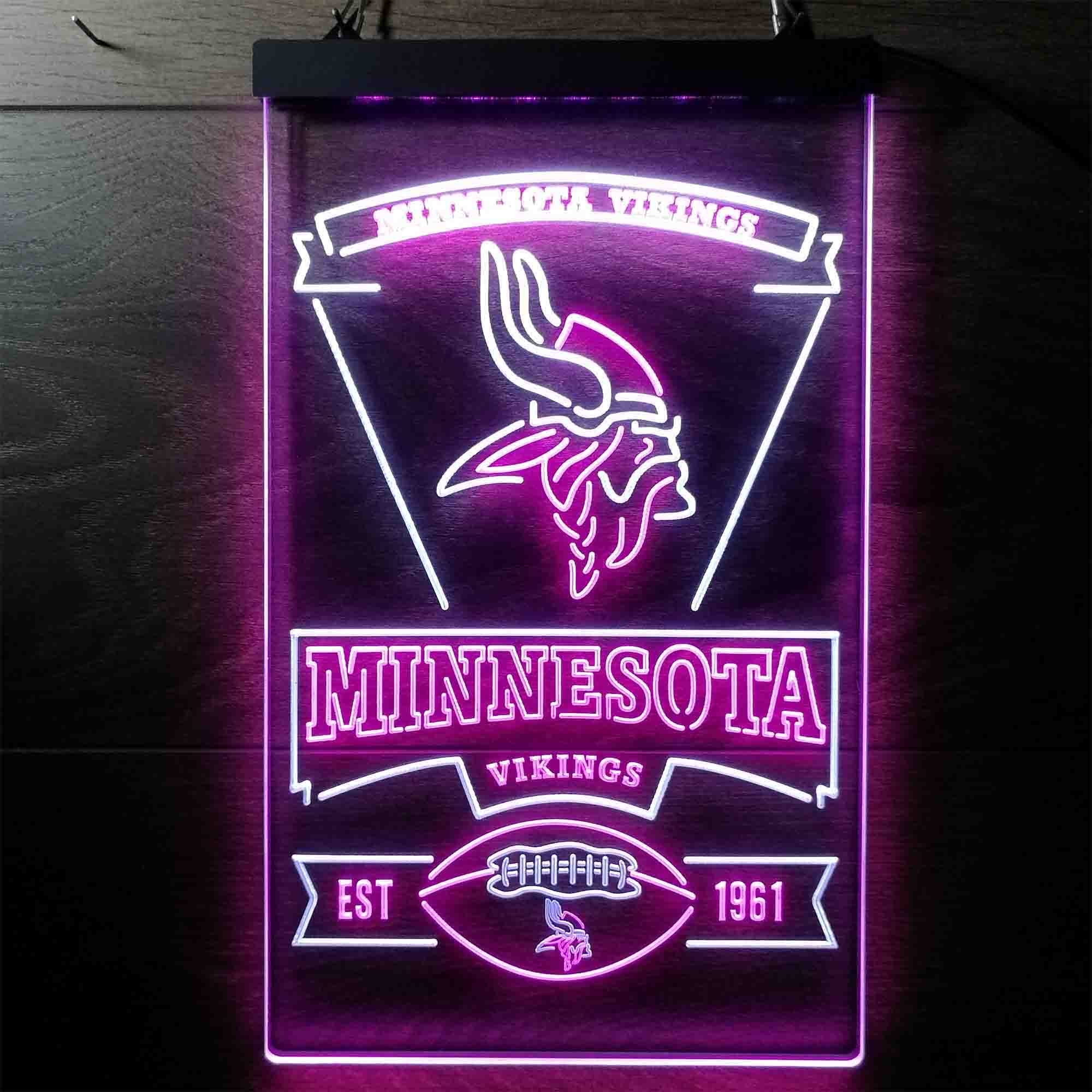 Minnesota Vikings Est. 1961 Dual Color LED Neon Sign ProLedSign