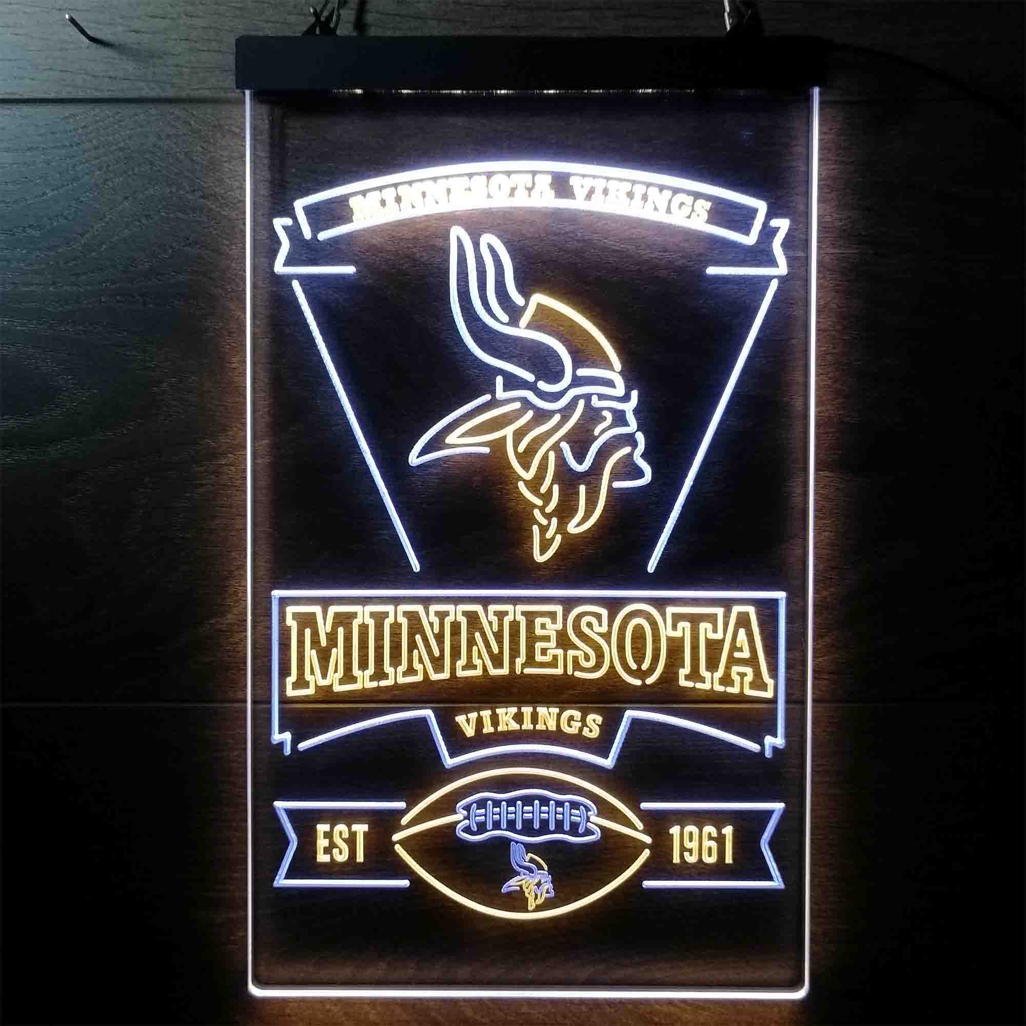 Minnesota Vikings Est. 1961 Dual Color LED Neon Sign ProLedSign