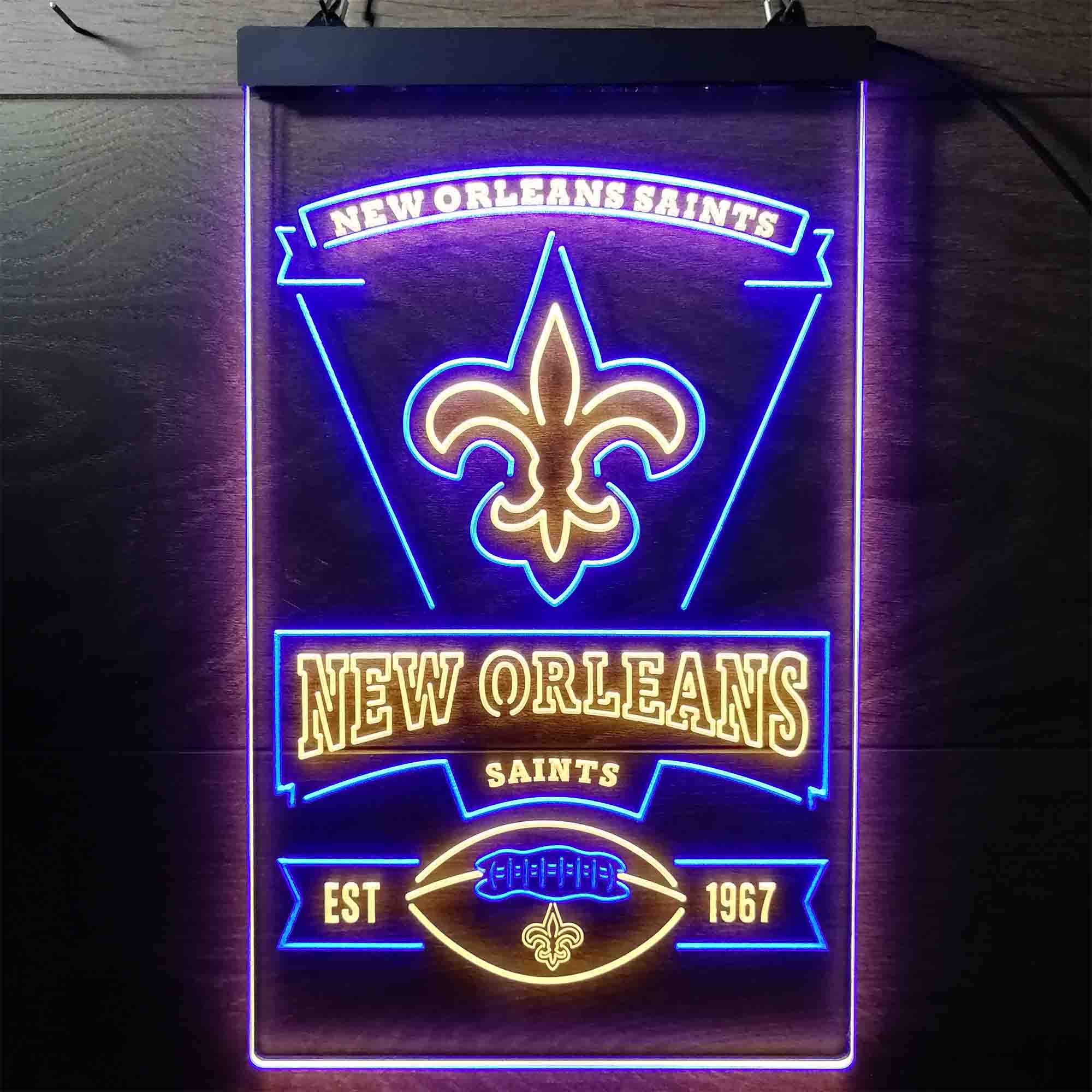 New Orleans Saints Est. 1967 Neon-Like LED Sign