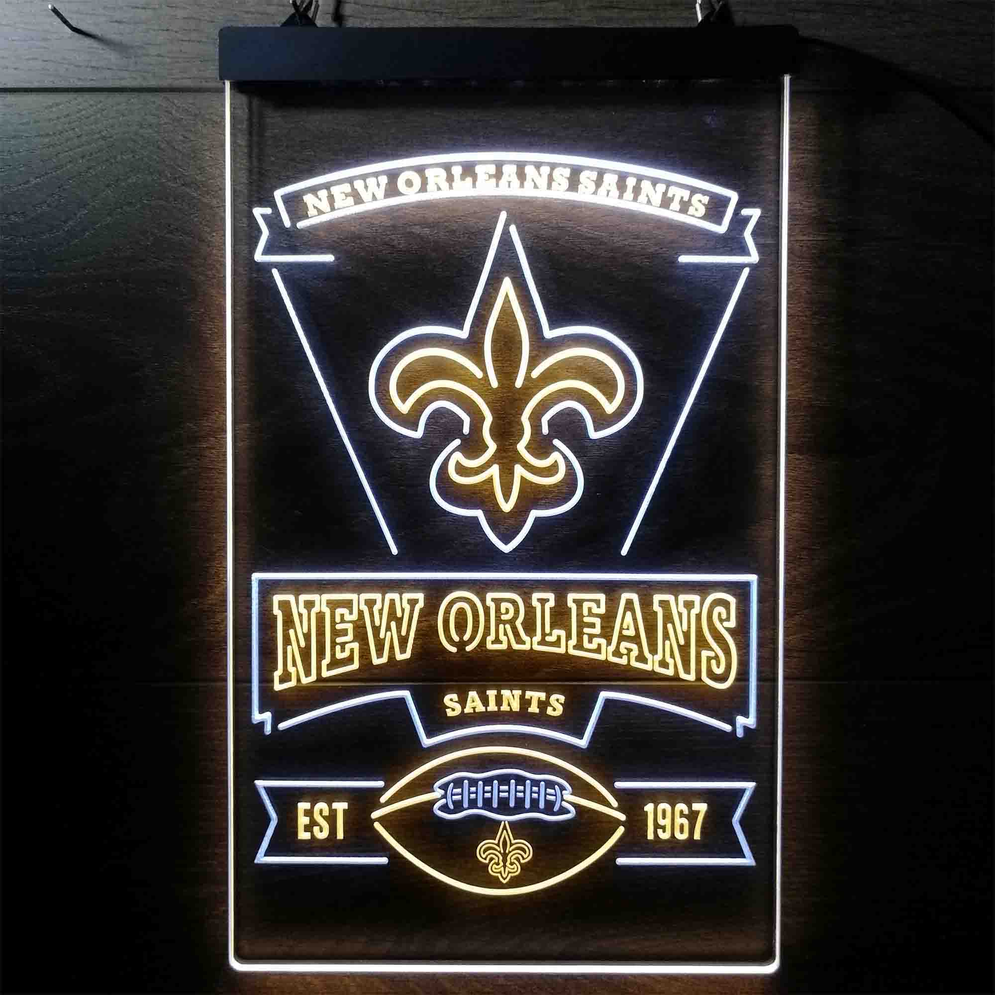 New Orleans Saints Est. 1967 Neon-Like LED Sign