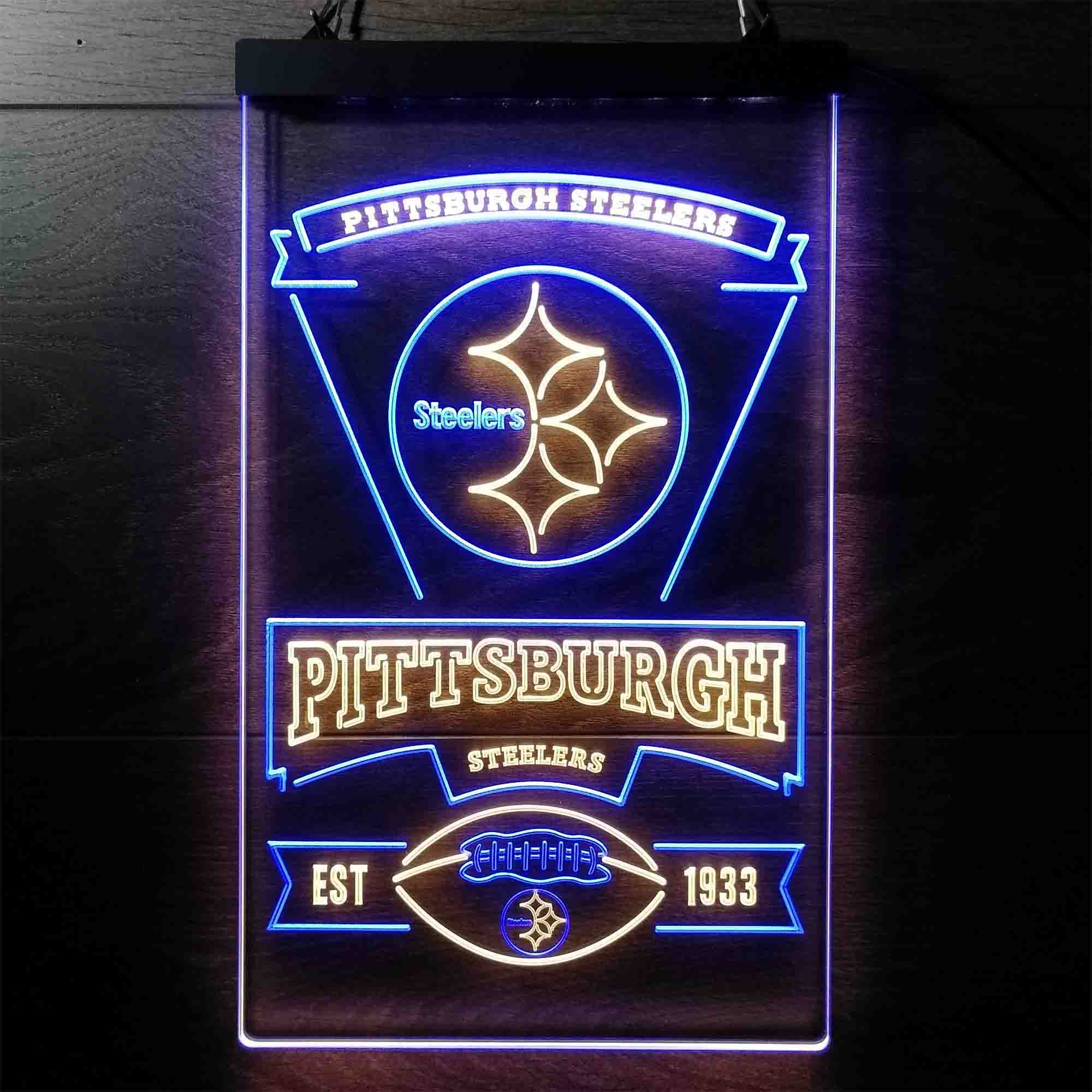 Pittsburgh Steelers Est. 1933 Neon-Like LED Sign