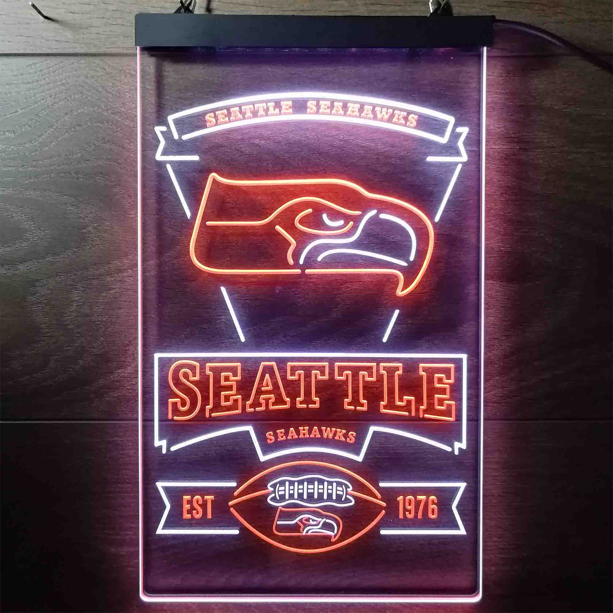 Seattle Seahawks Est. 1976 Dual Color LED Neon Sign ProLedSign