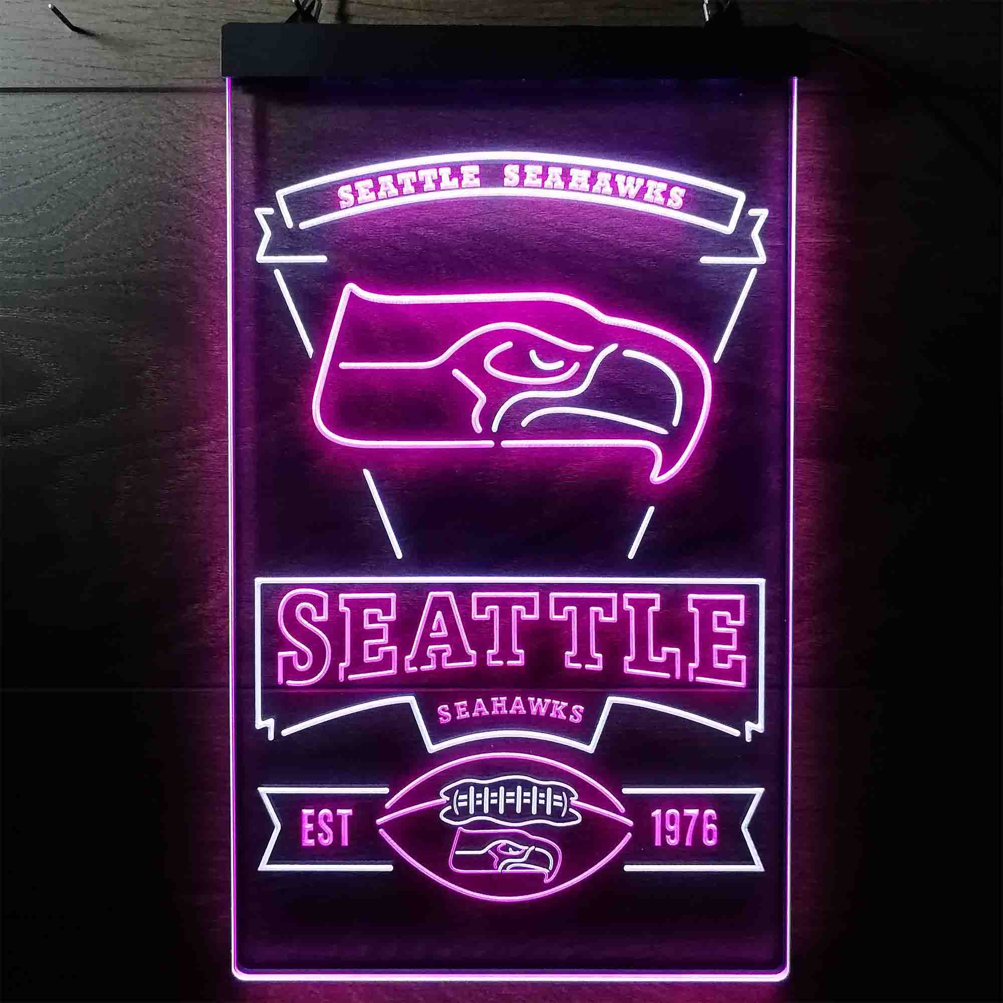 Seattle Seahawks Est. 1976 Dual Color LED Neon Sign ProLedSign