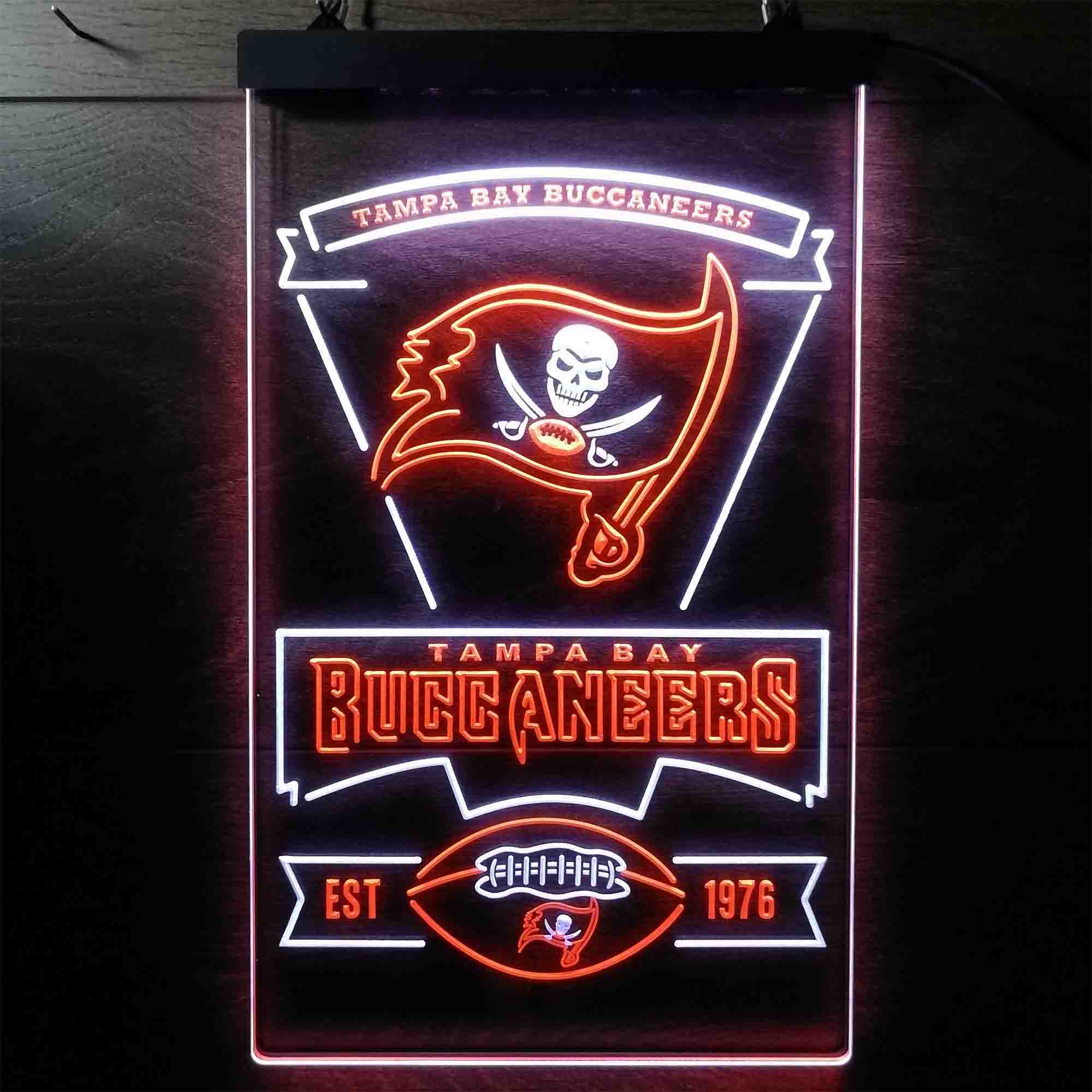 Tampa Bay Buccaneers Est. 1976 Dual Color LED Neon Sign ProLedSign